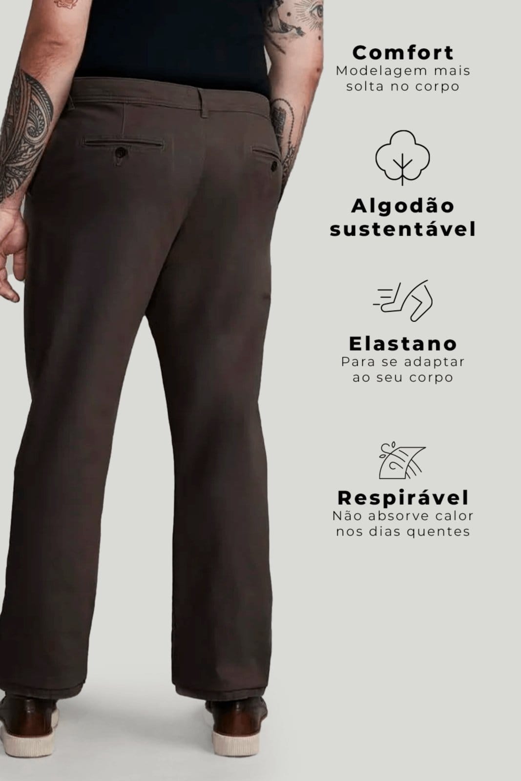 Vista 2 HIGHSTIL Calça Chino Comfort Café HIGHSTIL marrom