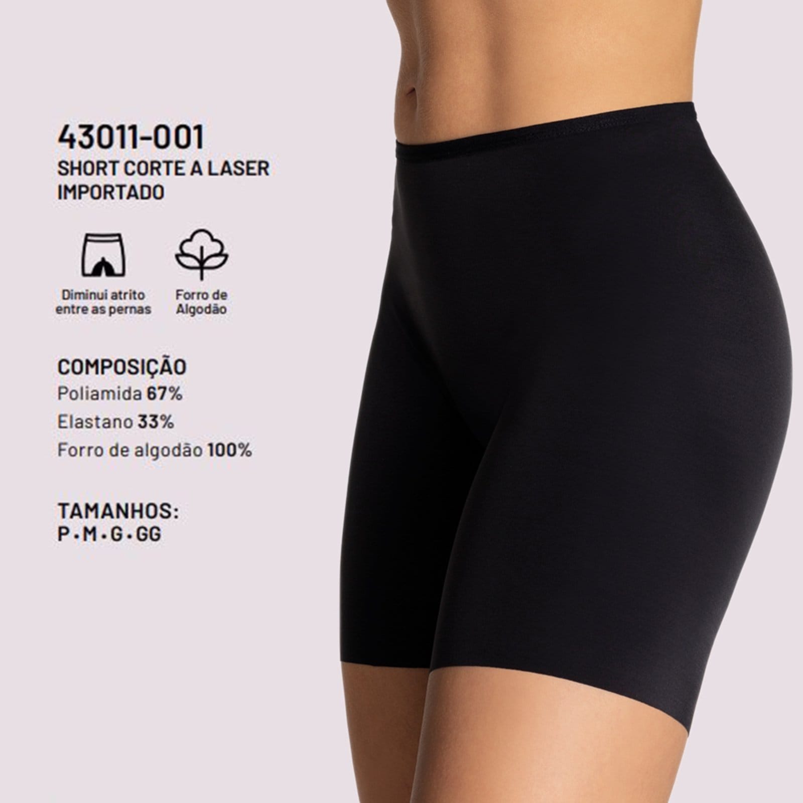 Vista 2 Short Loba Corte a Laser Lupo 43011 Lupo preto