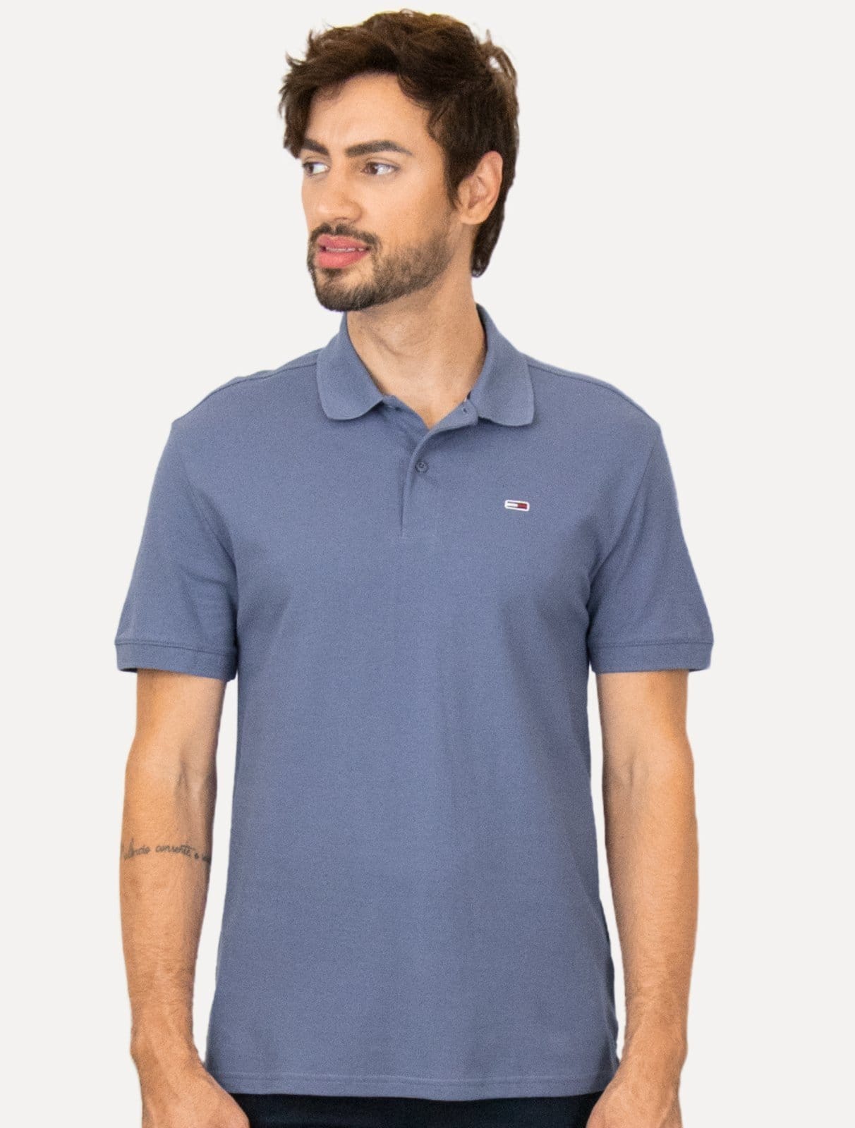 Polo Tommy Jeans Masculina Piquet Regular Placket Índigo