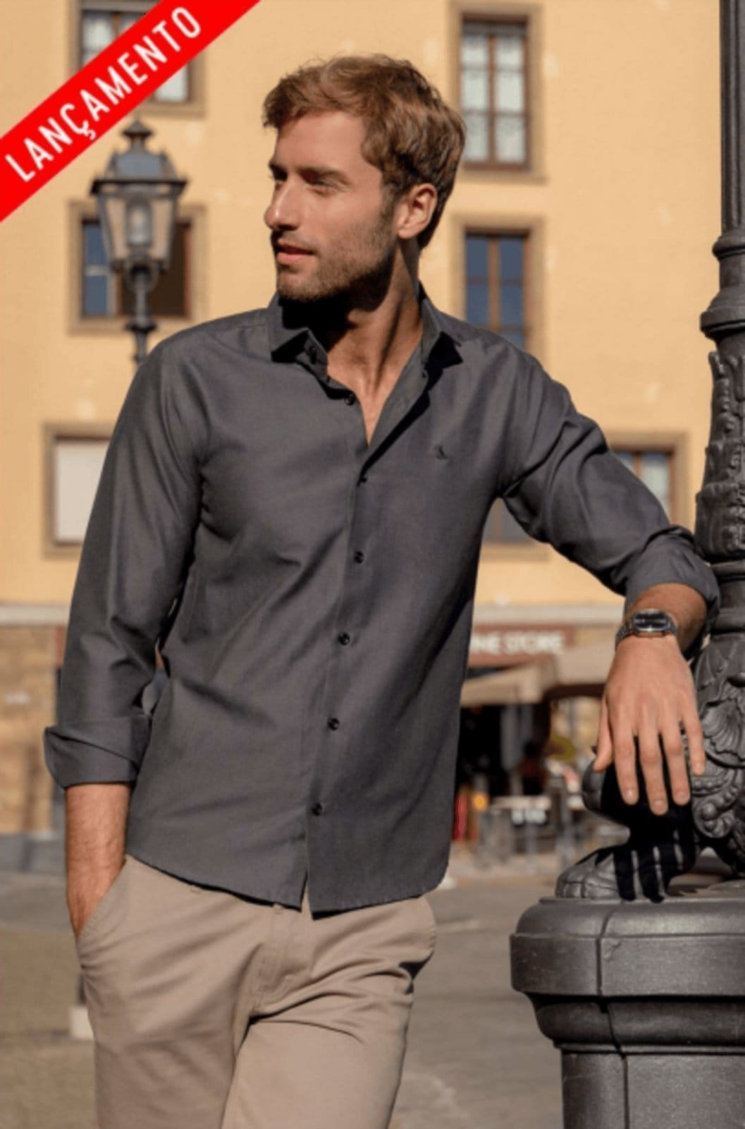 Camisa Social Amil Printer Slim Algodão/Poliéster Macia e Fácil de Passar Chumbo - 2