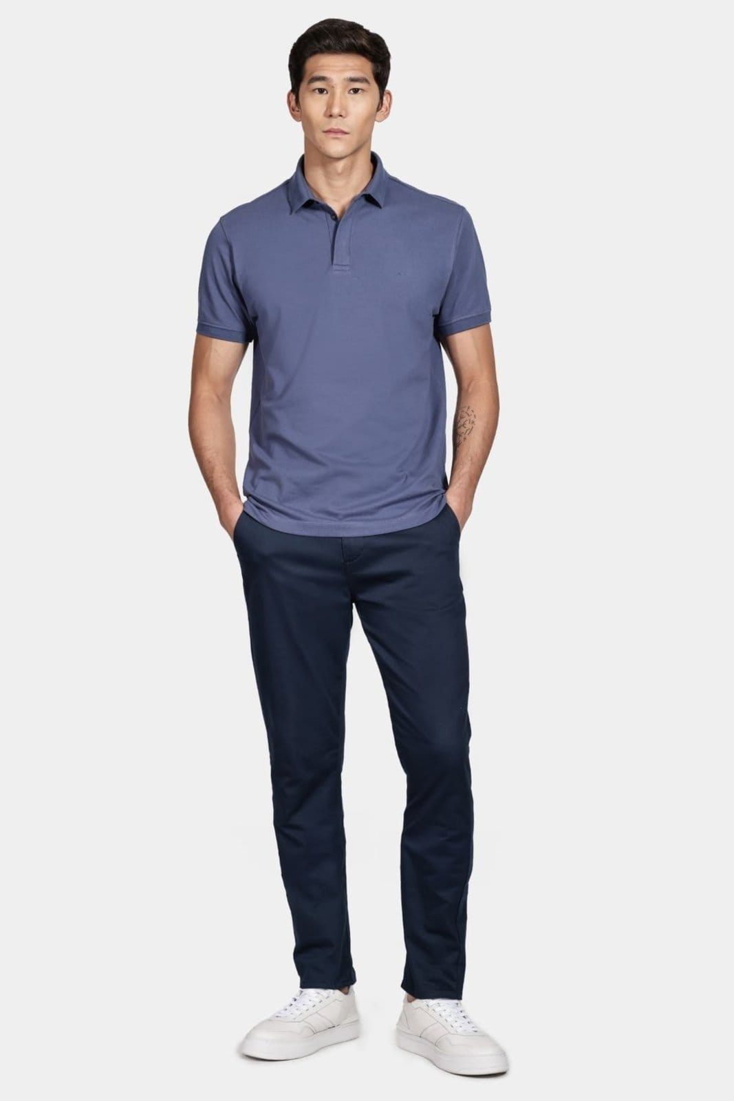 Vista 2 Polo Aramis Manga Curta Piquet Color Fix Azul Indigo Aramis incolor azul