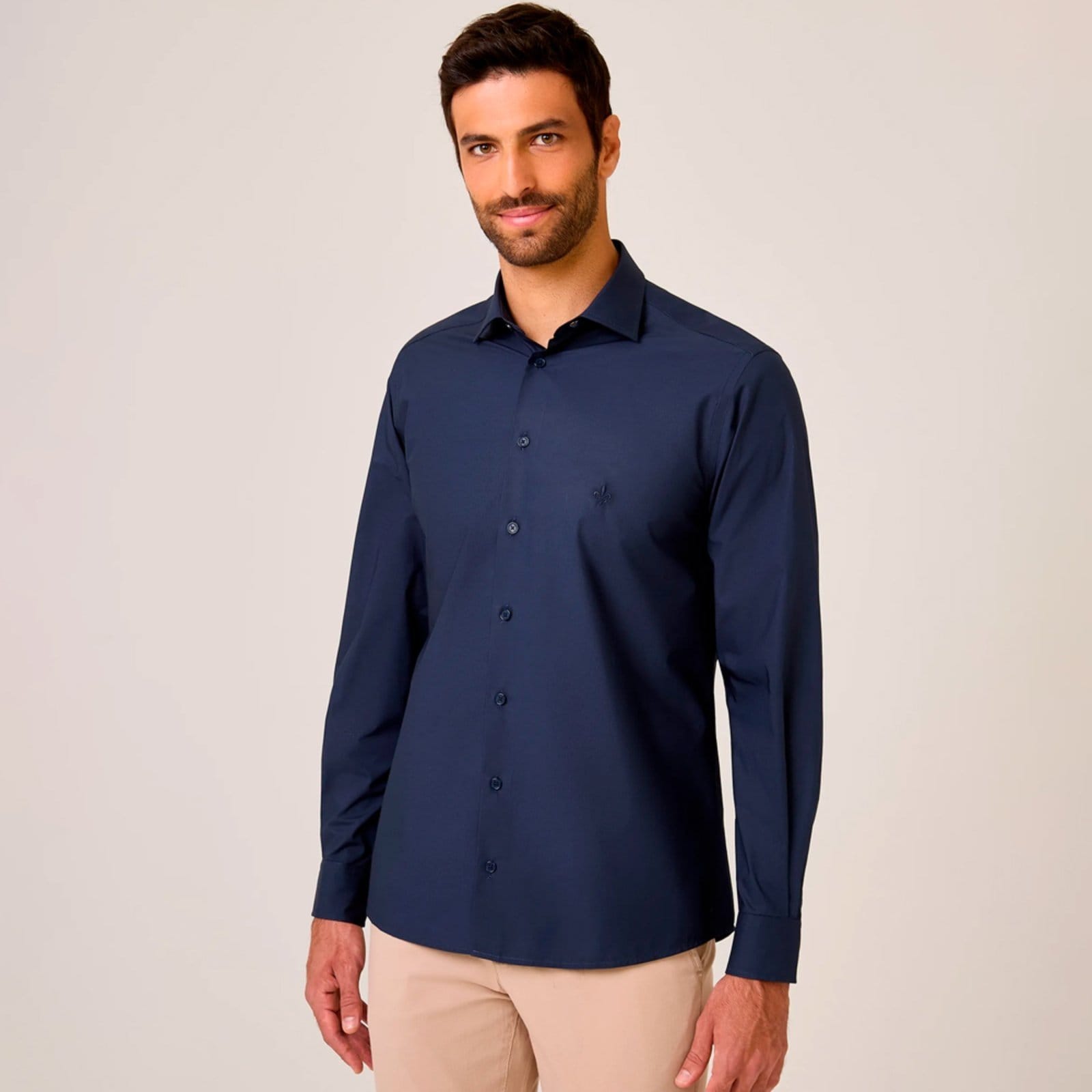 Camisa Dudalina Slim Tricoline Lisa In25 Marinho Masculino