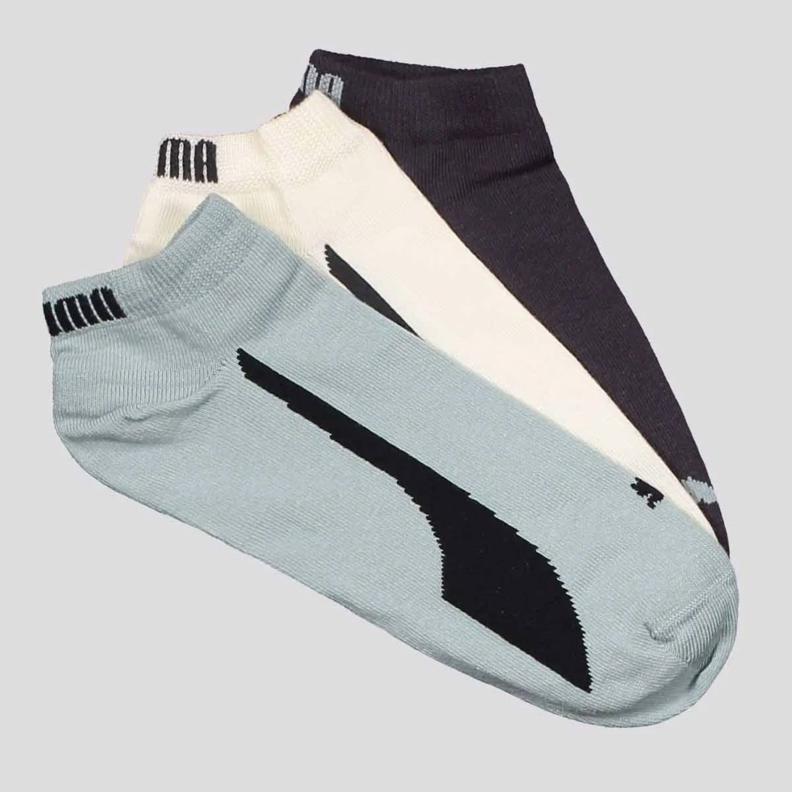 Vista 2 Kit Meia Puma Sapatilha 9 Bege Preta e Verde Puma preto verde