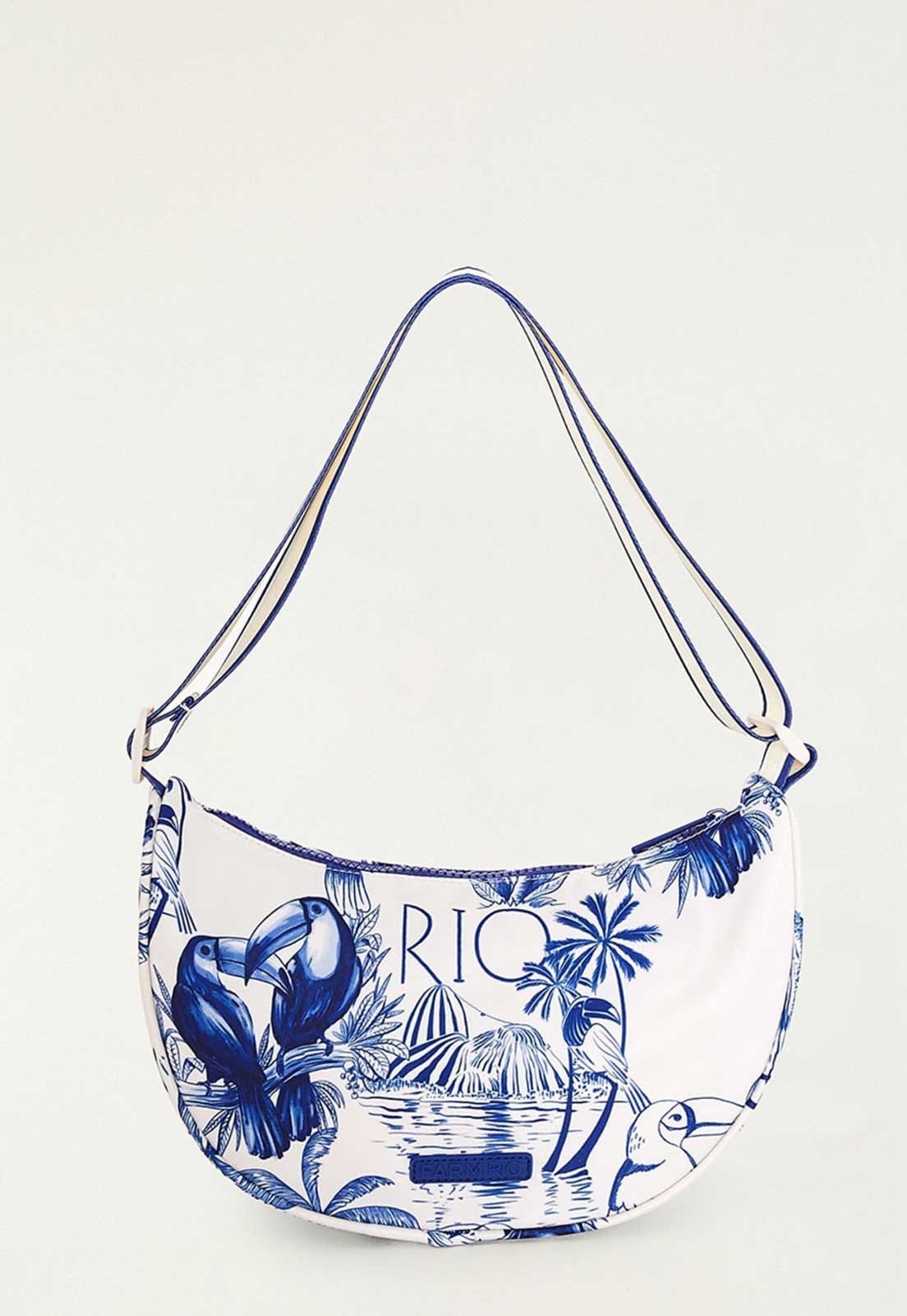 Bolsa Feminina FARM Rio Tucanos Média Estampada Branca