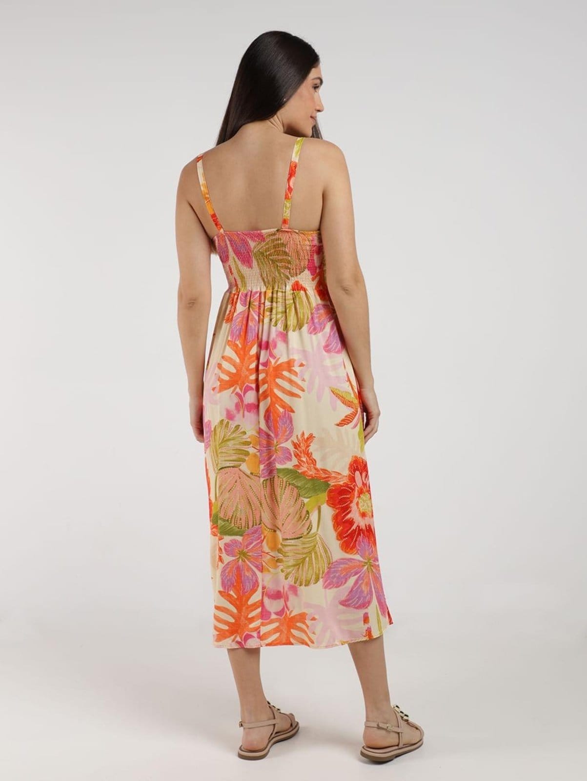 Vista 2 Vestido Midi Estampado Feminino Bright Girl'S multicolorido