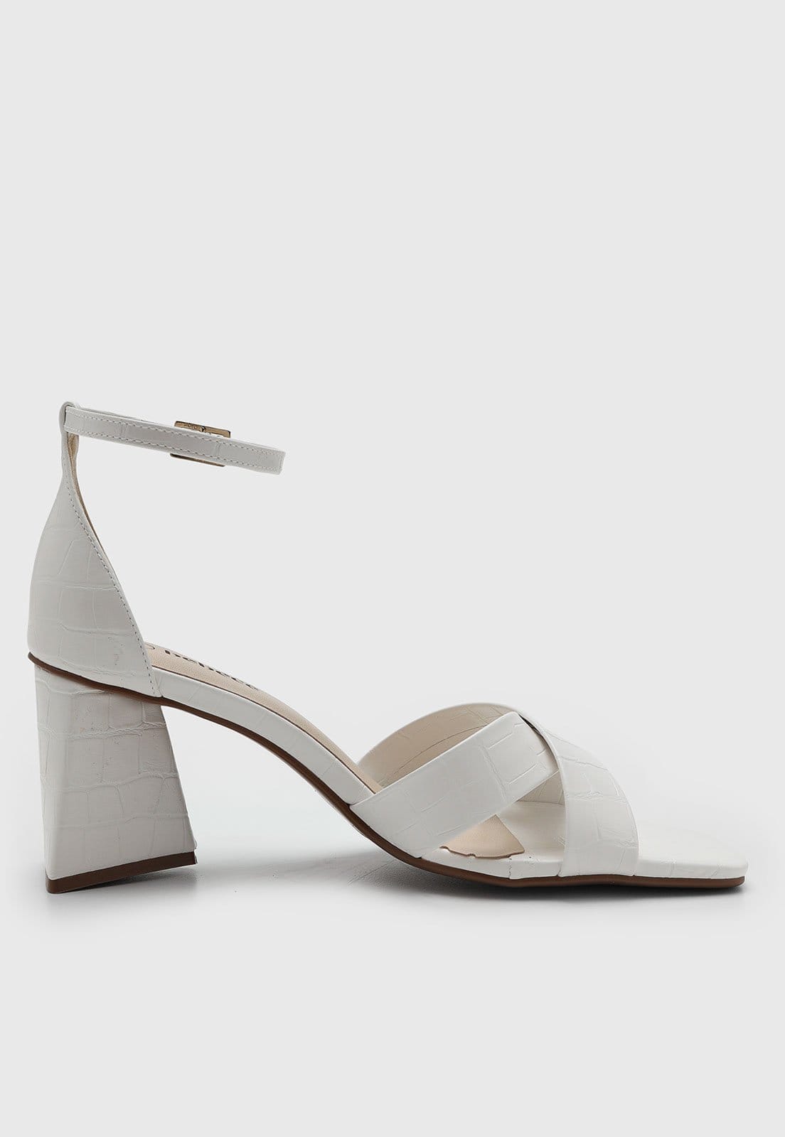 Vista 2 Sandália Feminina cê Salto Grosso Branca BEBECÊ branco