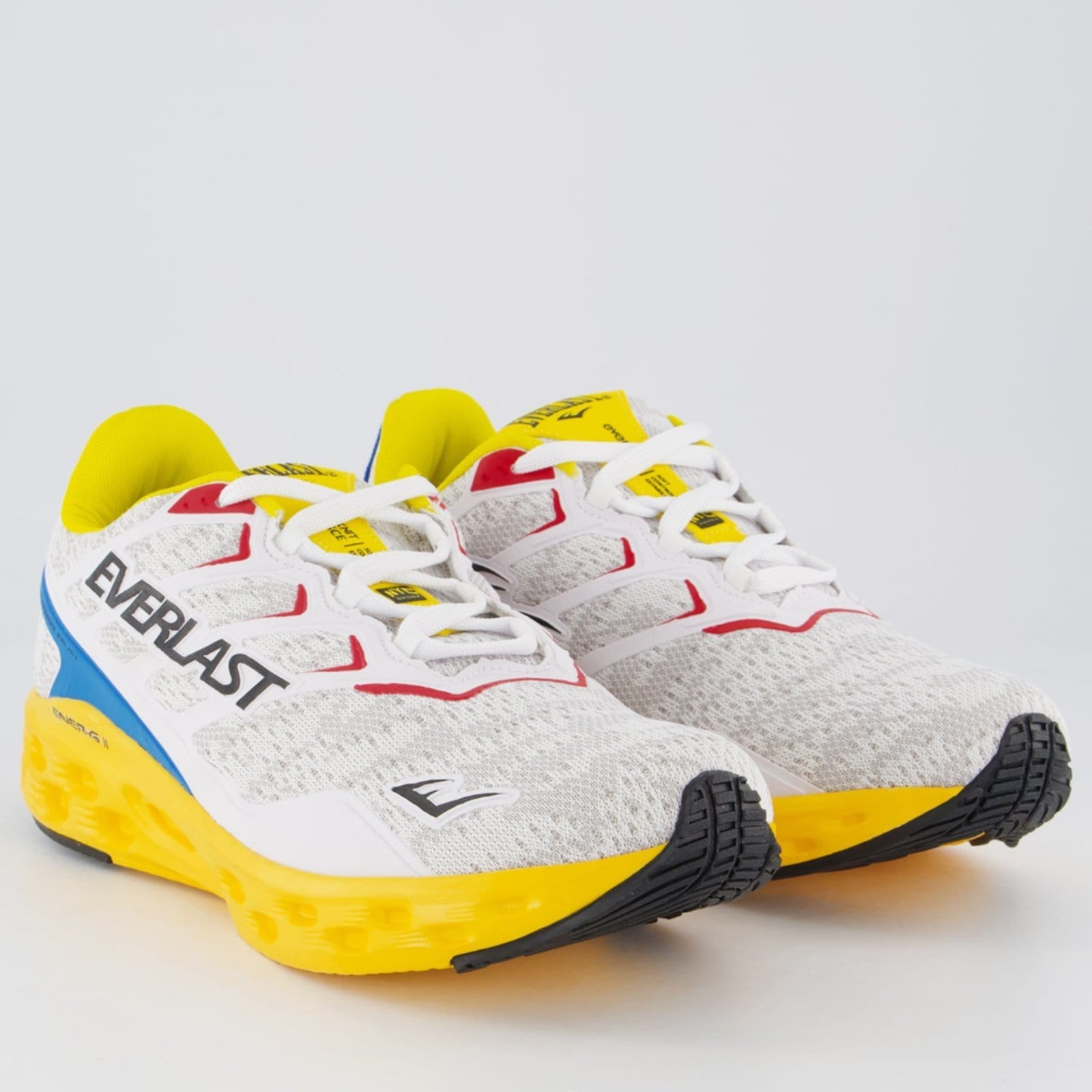 Vista 2 Tênis Everlast Climber Run Branco Amarelo e Azul Everlast branco azul