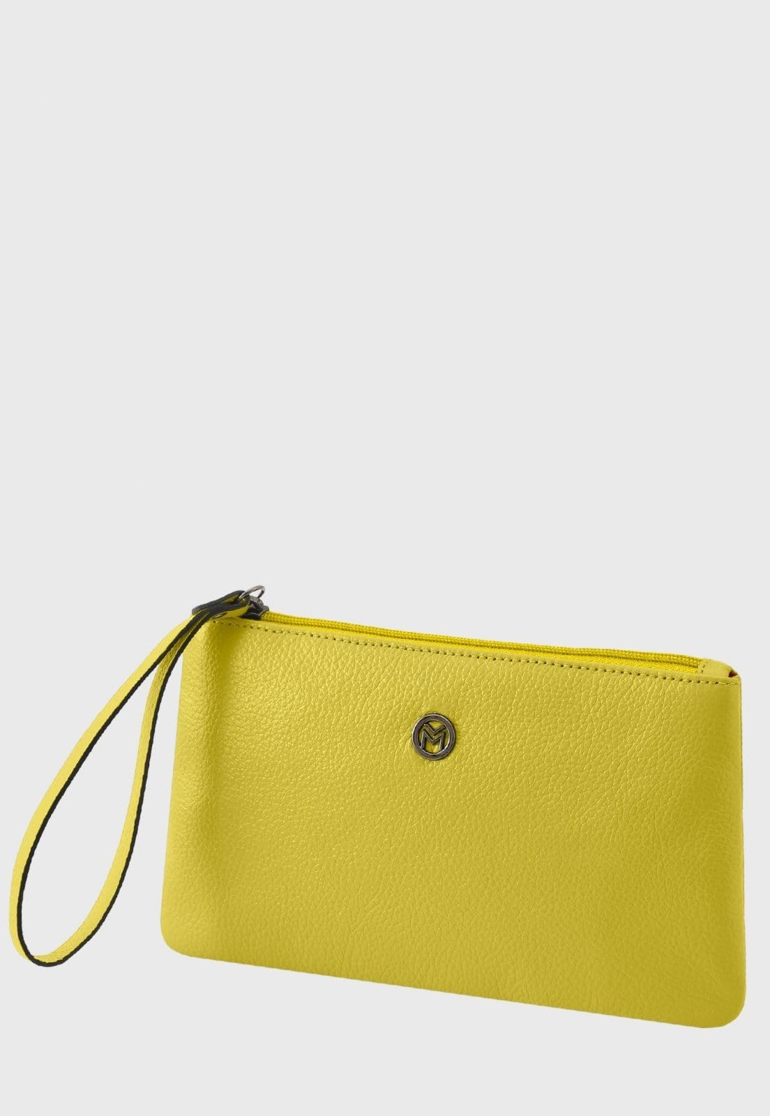Vista principal Bolsa Carteira Clutch Couro Mariart Cambará Citrus Mariart amarelo