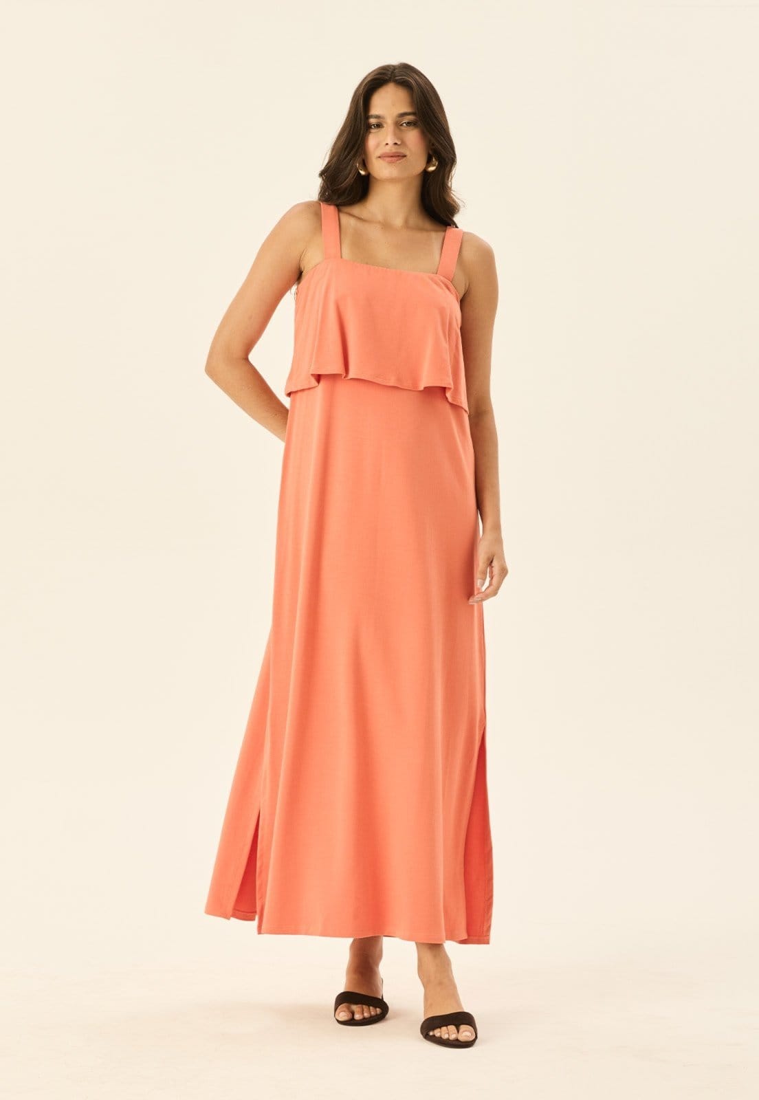 Vestido Longo Pala Busto com Fendas