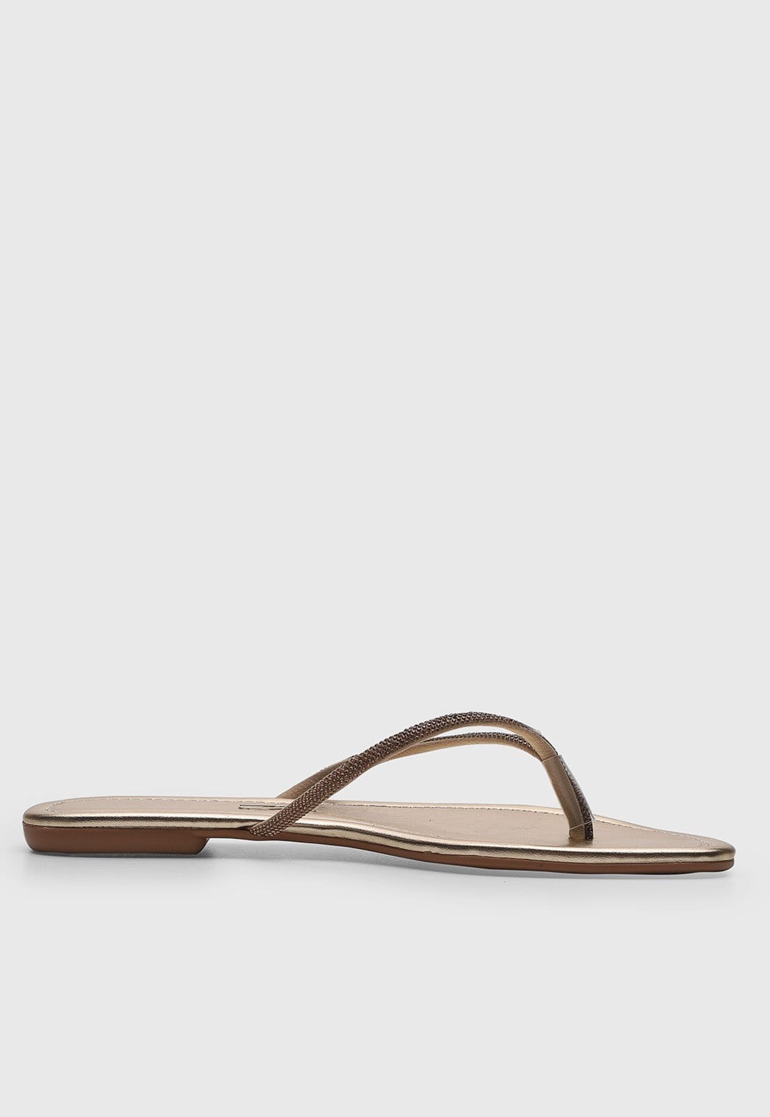 Vista 2 Rasteira Feminina Santa Lolla Tiras Microbrilhos Dourada Santa Lolla dourado