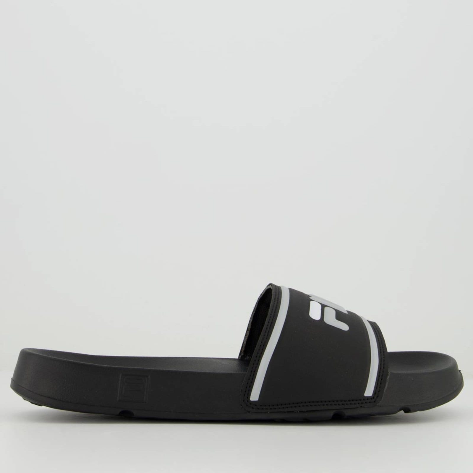 Vista 2 Chinelo Fila Drifter Stripes Logo II e Cinza Fila preto