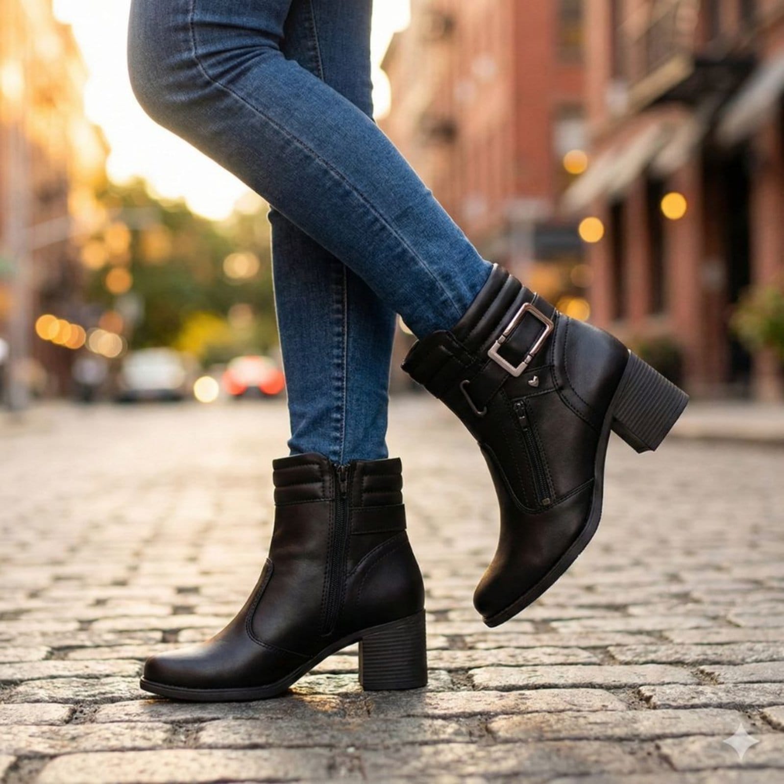 Vista principal Bota Feminina Mississipi Cano Curto Salto Bloco MISSISSIPI preto