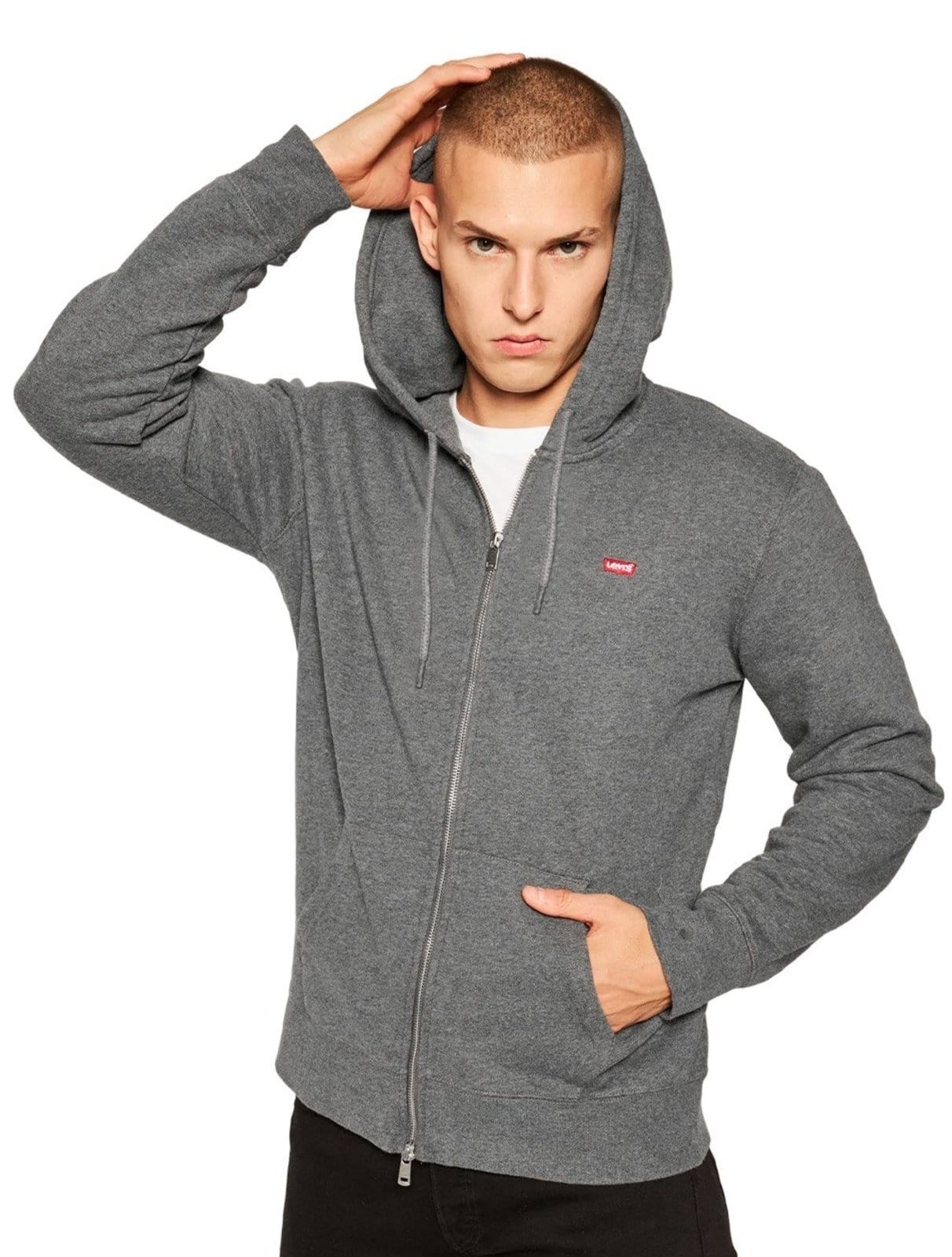 Moletom Levis Masculino Full Zip Hoodie Icon Cinza Mescla