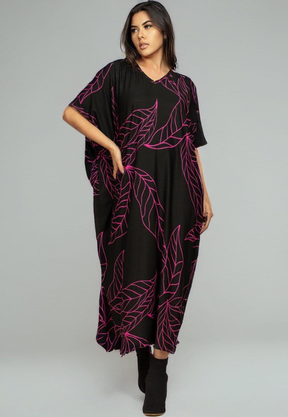 Vestido Cabanafree Kaftan Malha Saruel Estampa Antúrios