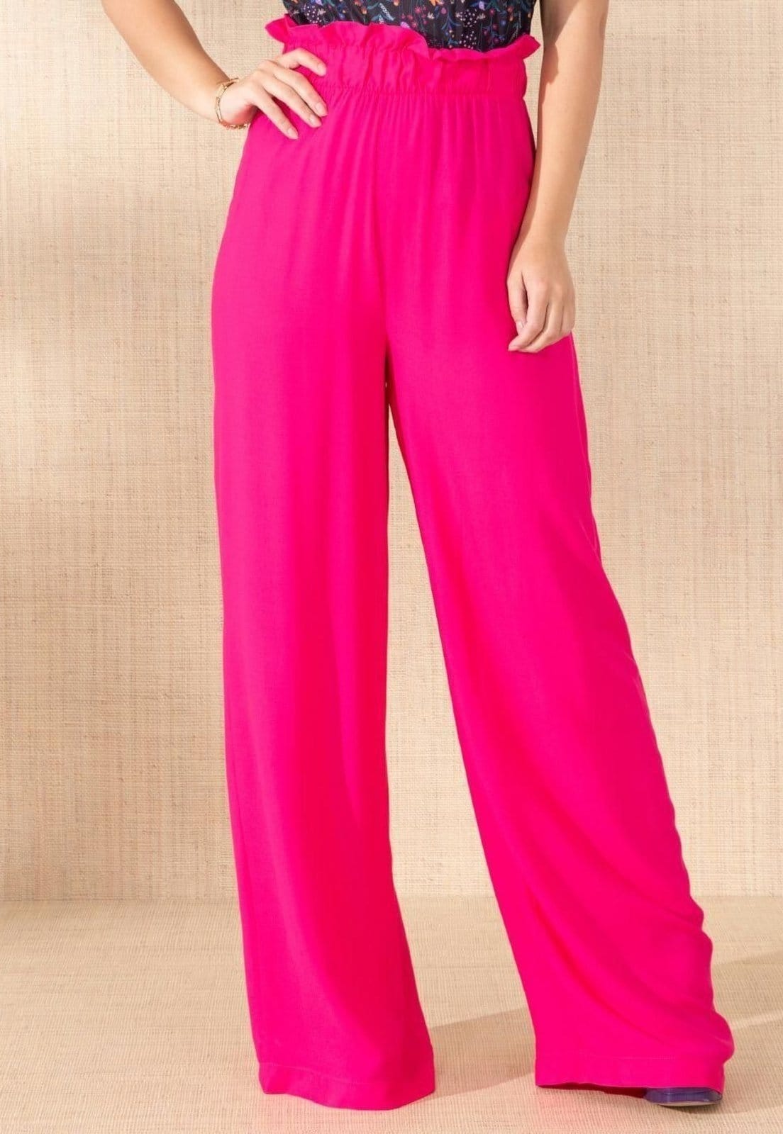 Calça Clochard Em Viscose Plana