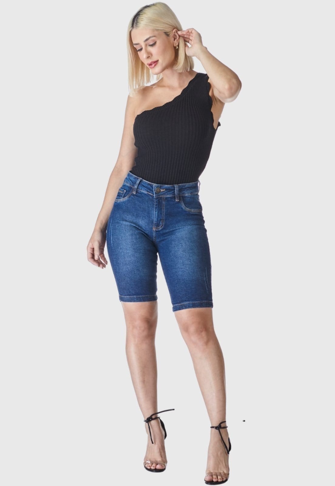 Vista 2 Bermuda Jeans HNO Jeans Ciclista Basic Confort HNO Jeans azul