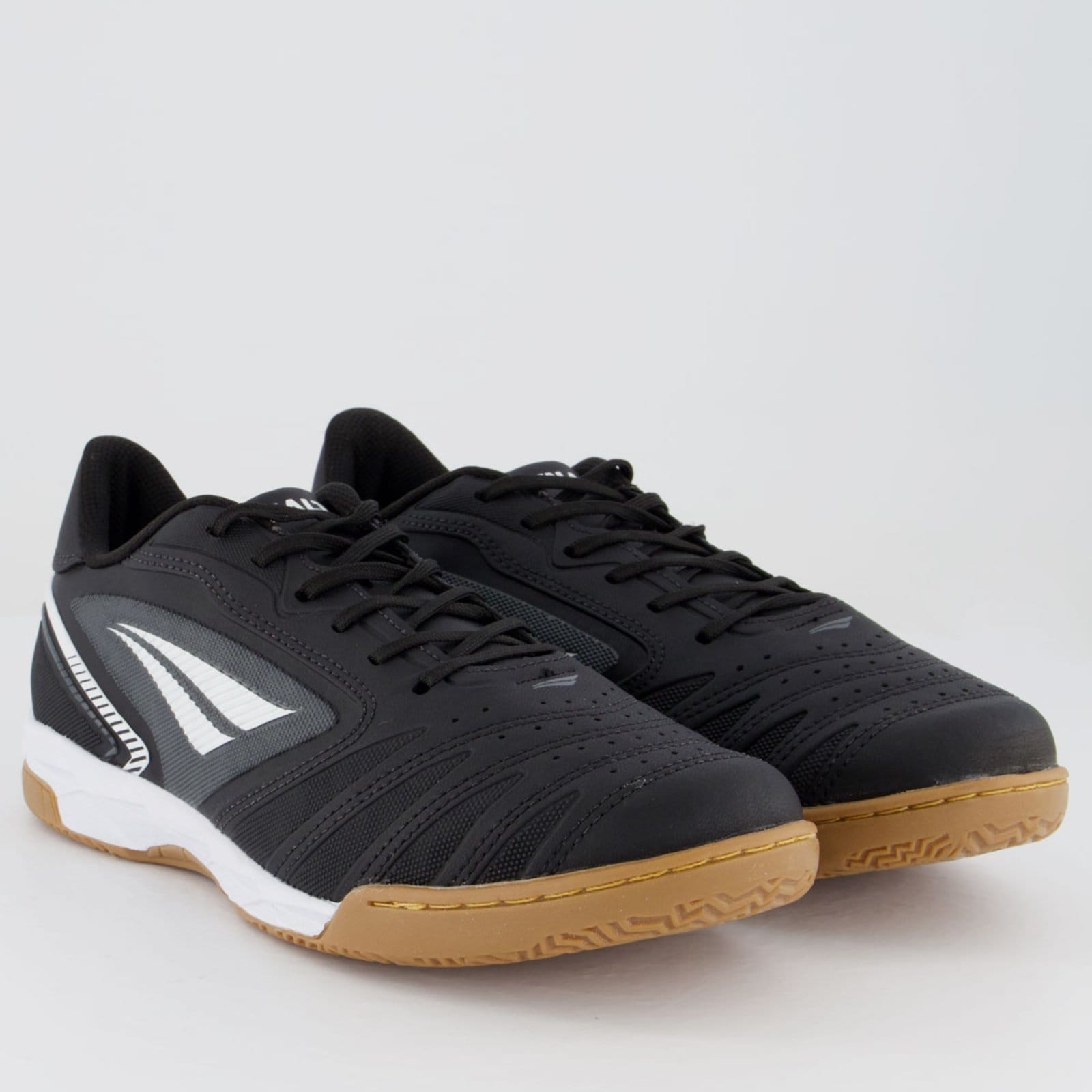 Vista 2 Chuteira Penalty Brasil 70 Y-1 Futsal Preta e Cinz Penalty preto