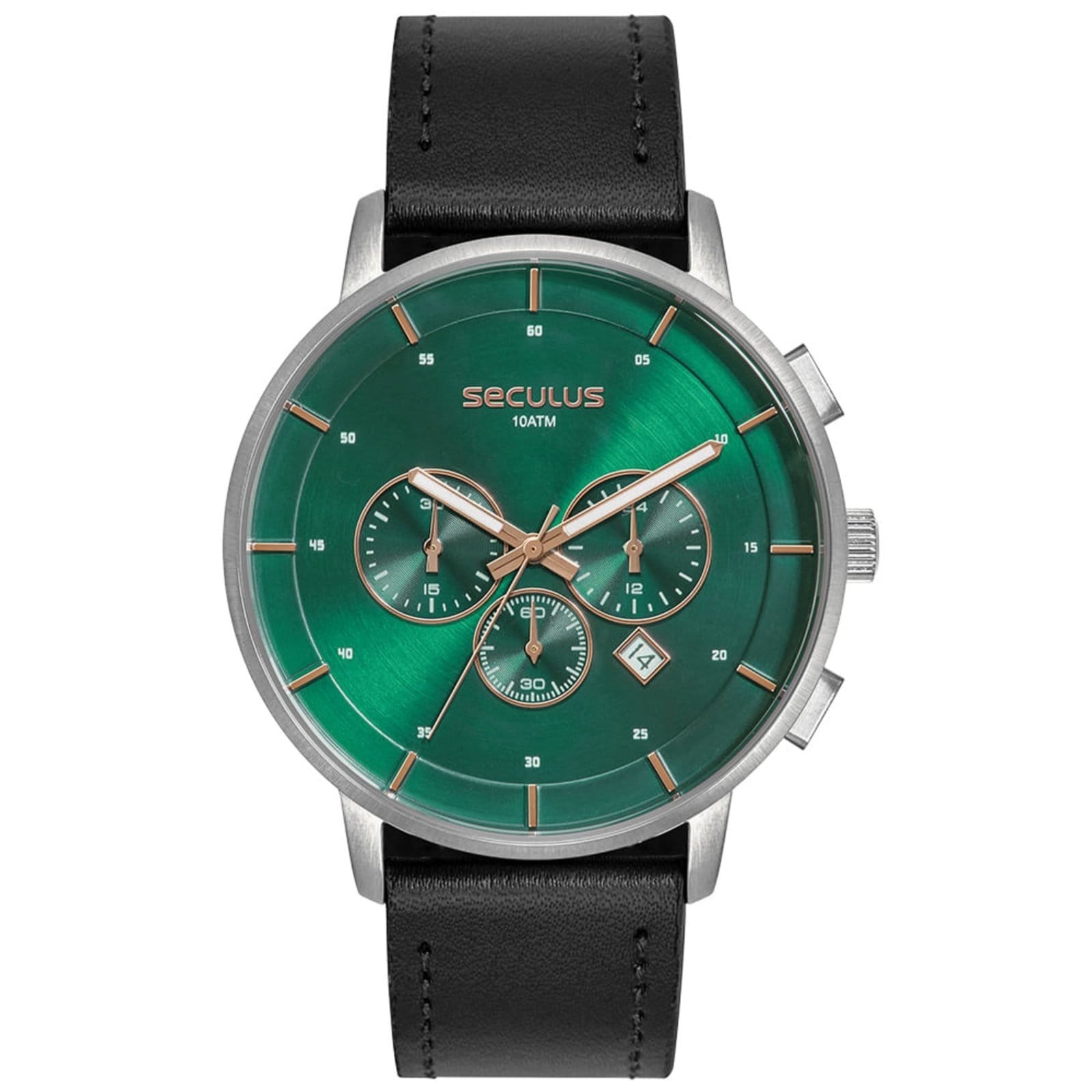 Vista principal Relógio Masculino Seculus Cronógrafo Mostrador Verde Seculus preto verde
