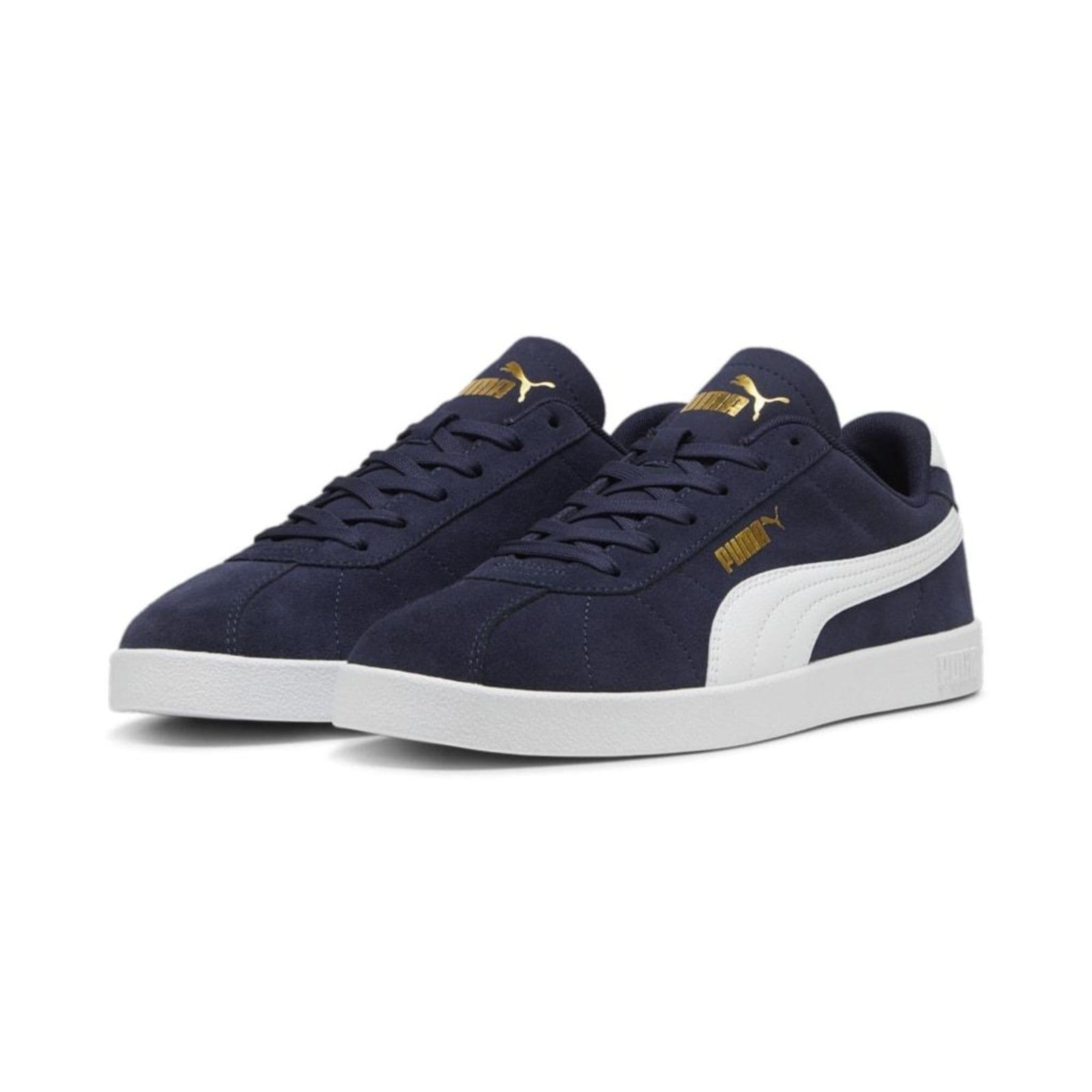 Vista 2 Tênis Puma Club II Navy/White/Gold Puma azul marinho navy