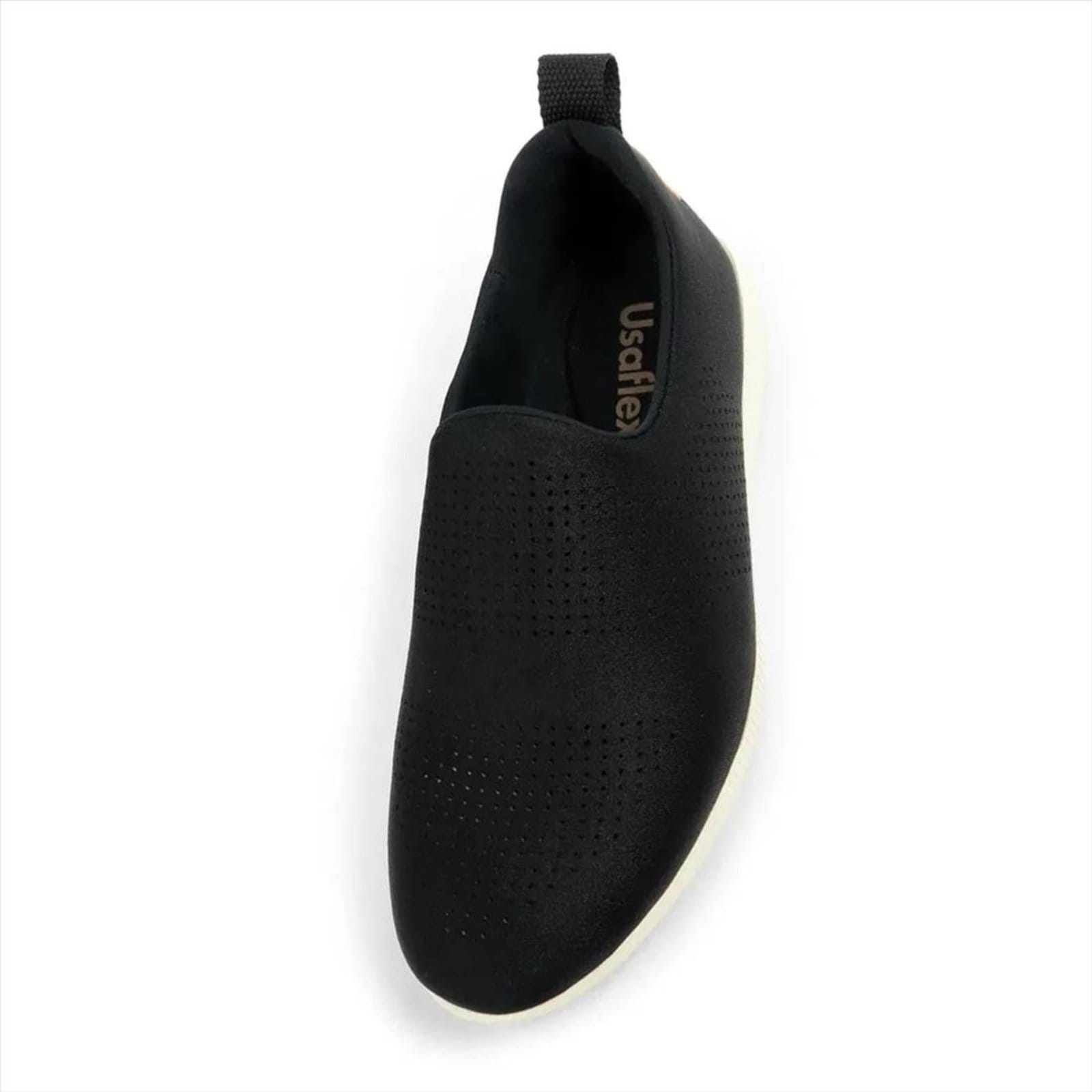 Vista 2 Tênis Usaflex Feminino Slip-On Conforto AF0607 + Meia Selene Sapatilha Invisível 7760.001 Usaflex preto