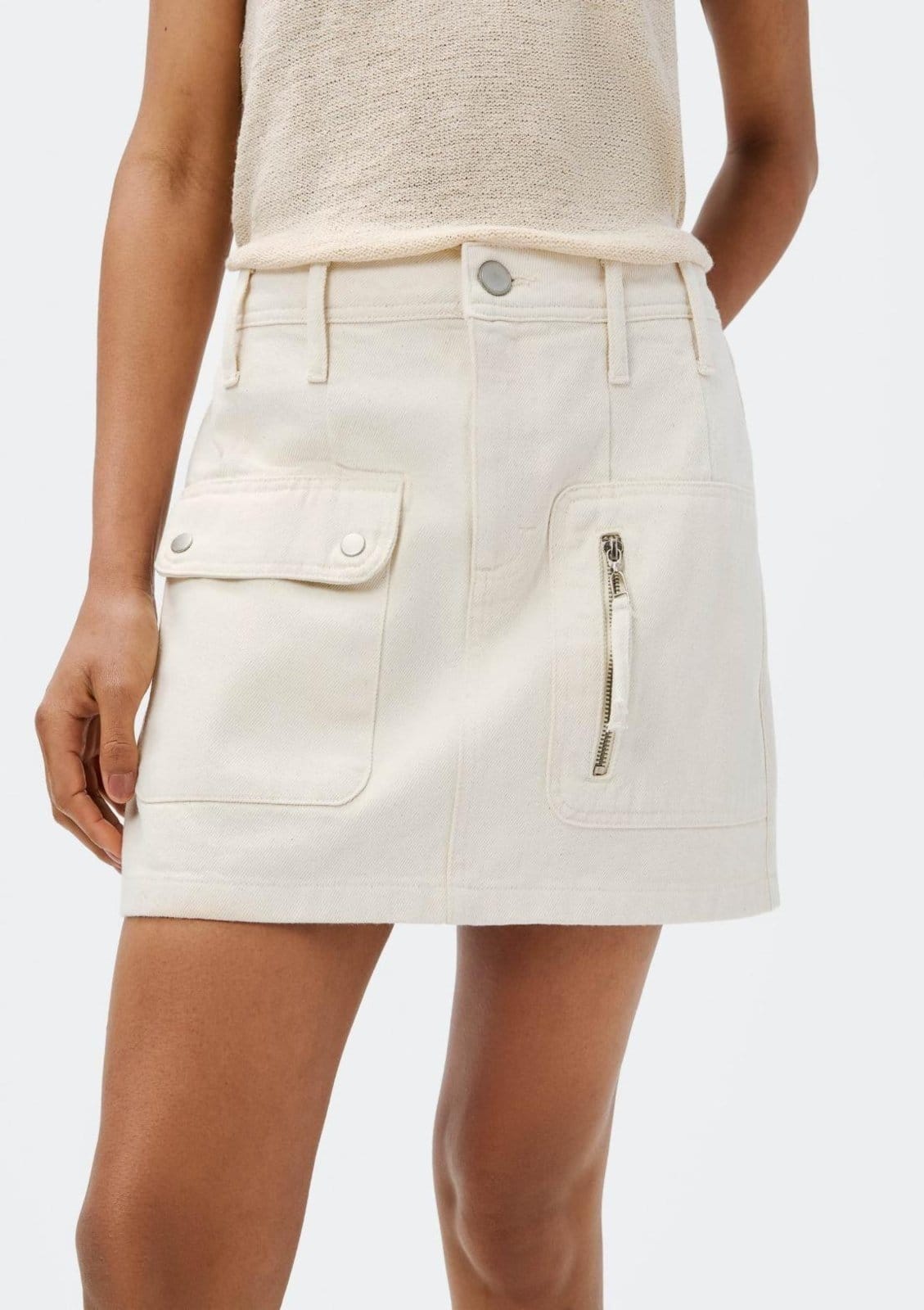 Vista 2 Saia De Sarja Cargo Estonada Hering off-white