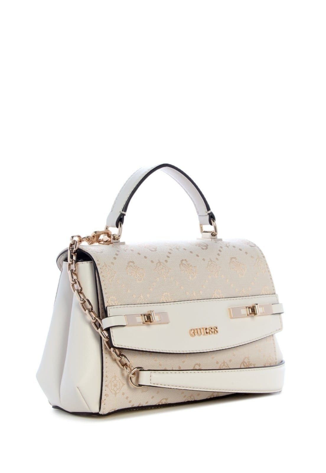 Vista 2 Bolsa Guess Melinda Logo Top Handle Flap Off White Guess off-white white