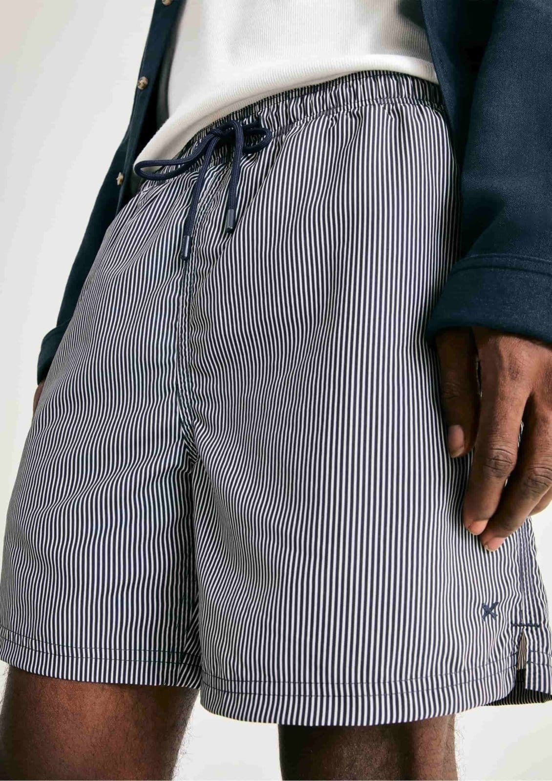 Vista 2 Shorts De Banho Masculino Listrado Hering azul