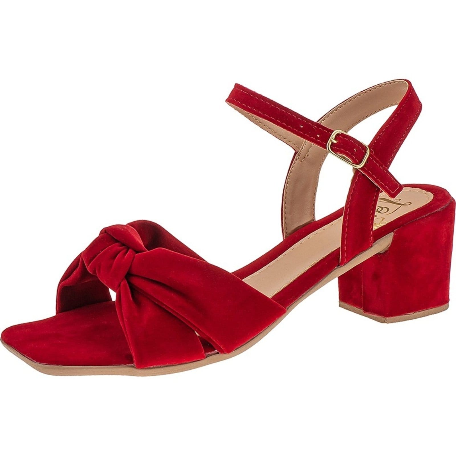 Sandalia Feminina Lóris Shoes Tiras Cruzada em Nó Saltinho Medio Festa Confort 102