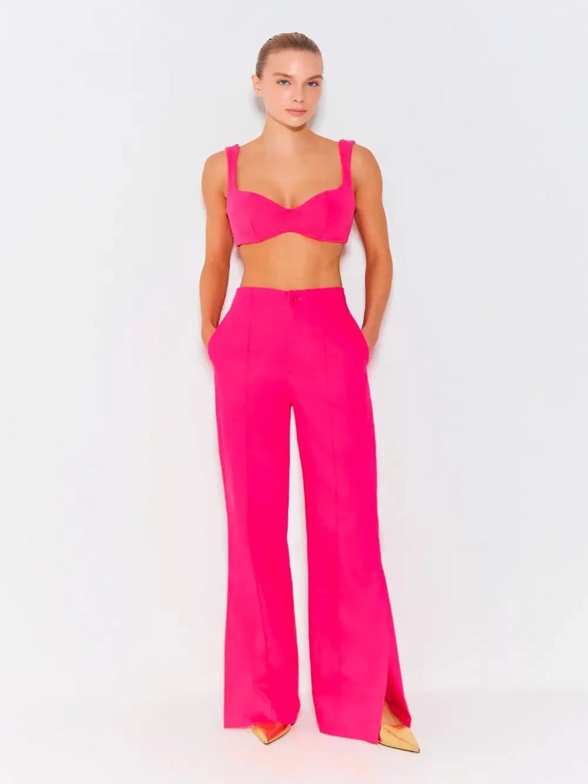 Vista principal Calça Zen Reta Com Abertura Lateral ZEN rosa