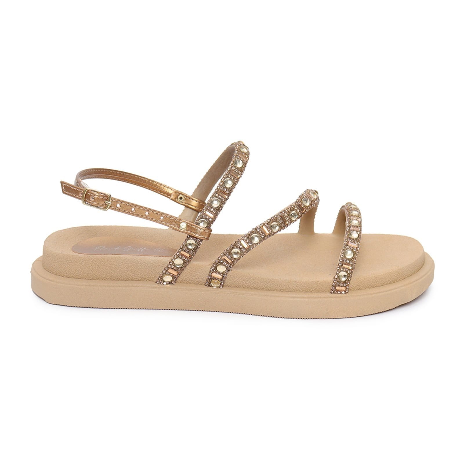 Vista 2 Sandália Papete Flor de Griffe Stras Ouro F G FLOR DE GRIFFE dourado