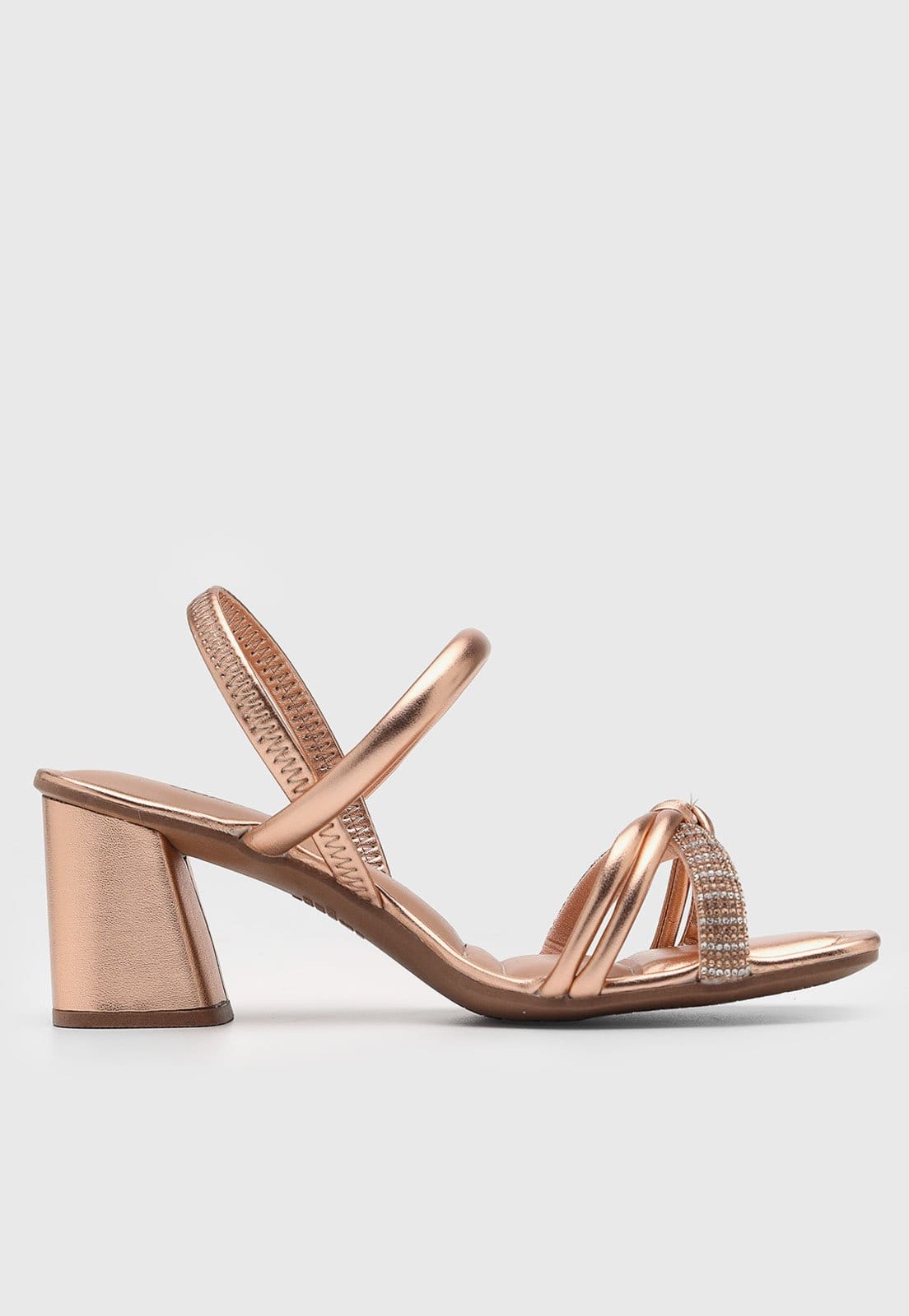 Vista 2 Sandália Feminina Dakota Tiras Brilho Dakota rosê