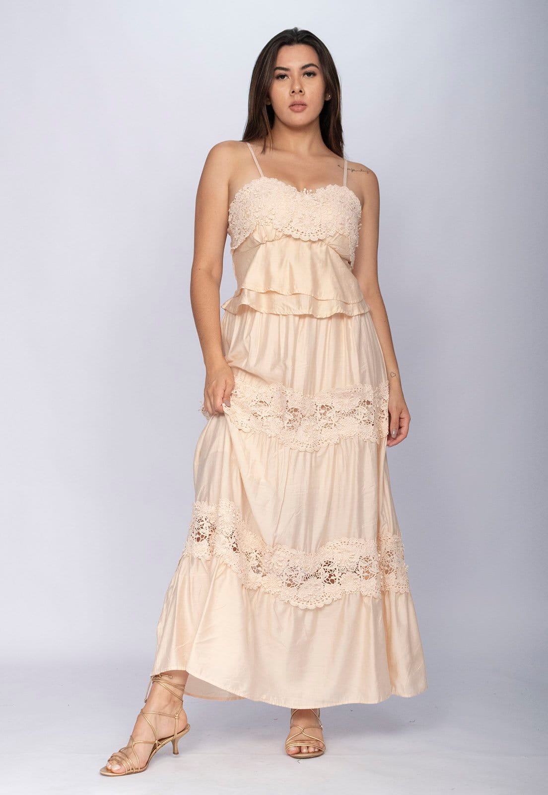 Conjunto Amazonia Vital de Saia e Croped Flora Amazônica Renda Creme Doce - 2