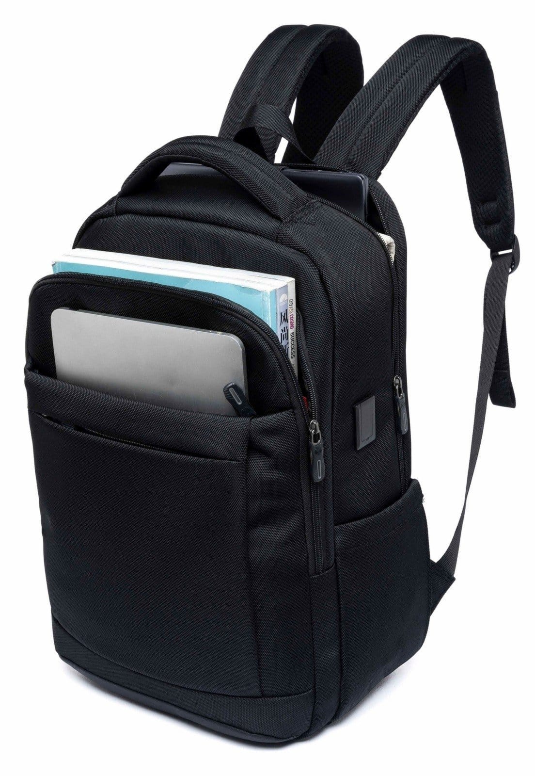 Vista 2 Mochila Executiva Masculina Bolsa Faculdade Resistente Notebook Saída USB Ozil preto