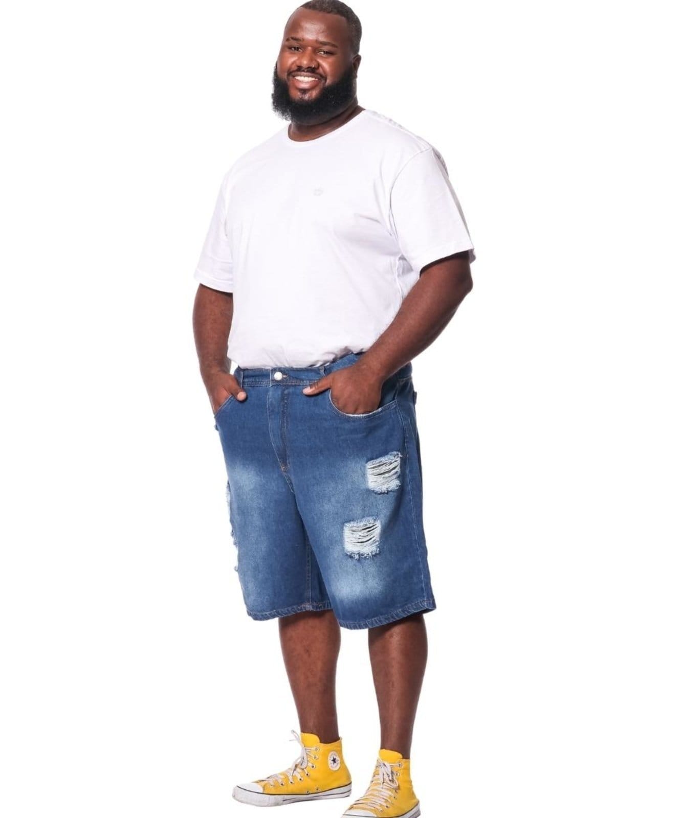 Vista principal Bermuda Masculina Jeans Plus Razon Jeans multicolorido