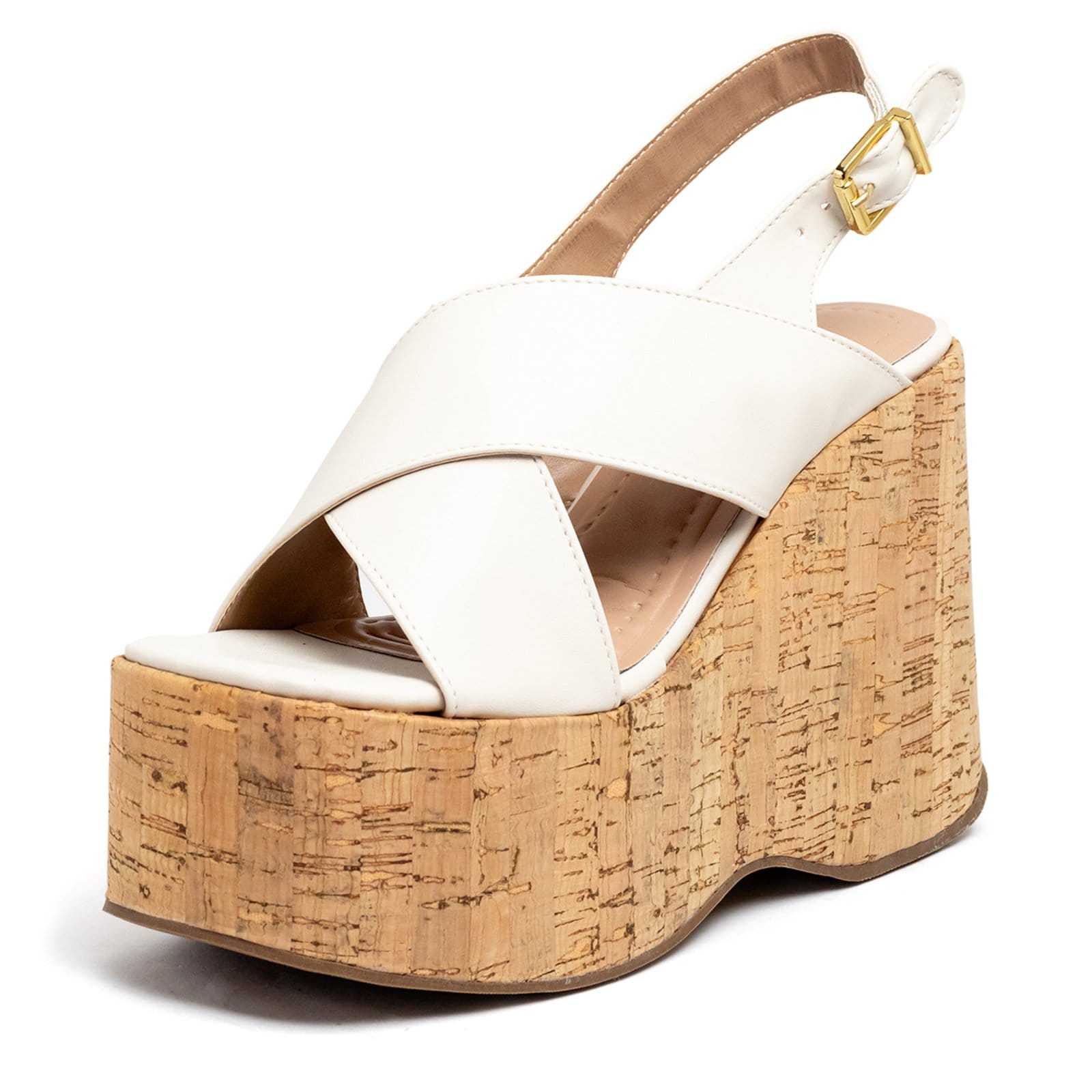 Vista principal Sandália Feminino Anabela Plataforma 182175 Napa Off White Flor da Pele off-white white