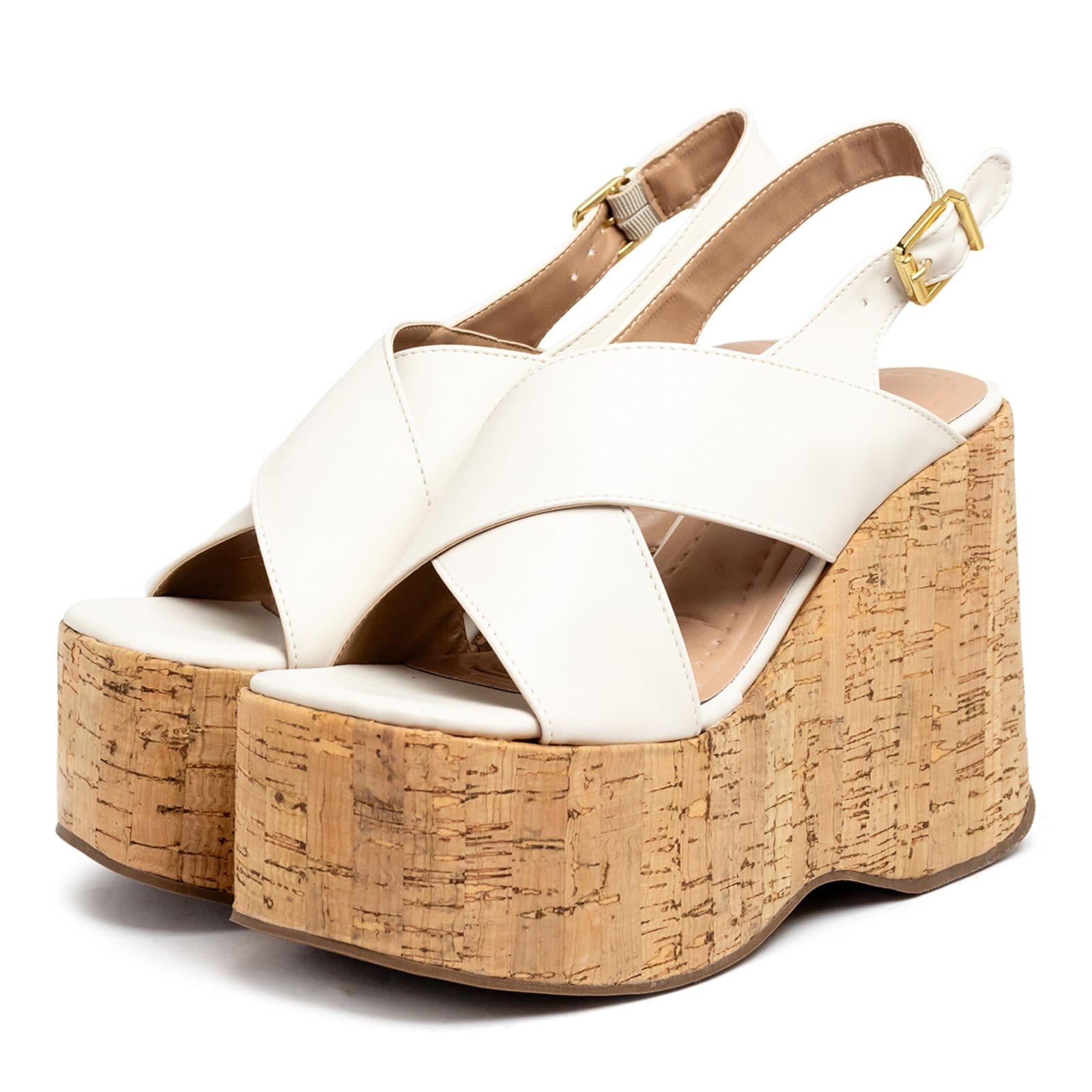 Vista 2 Sandália Feminino Anabela Plataforma 182175 Napa Off White Flor da Pele off-white white