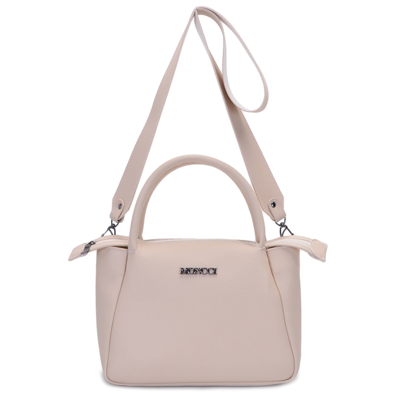 Vista principal Bolsa Feminina Moncci Média Transversal Forrada Cancun Marfim MONCCI bege/branco/off-white