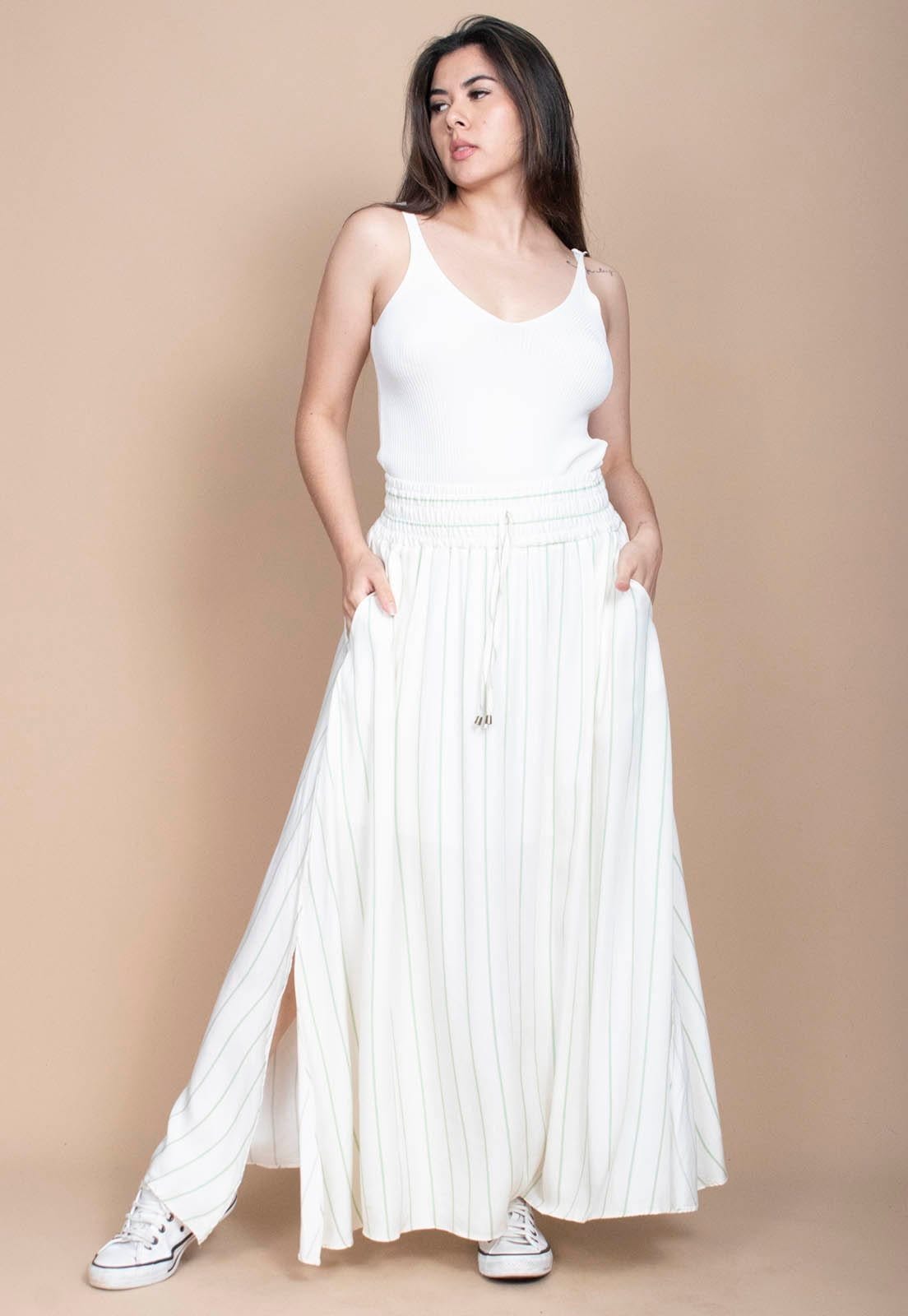 Vista principal Saia Longa Cabanafree Viscose Brisa Marinha Cabanafree azul/estampado