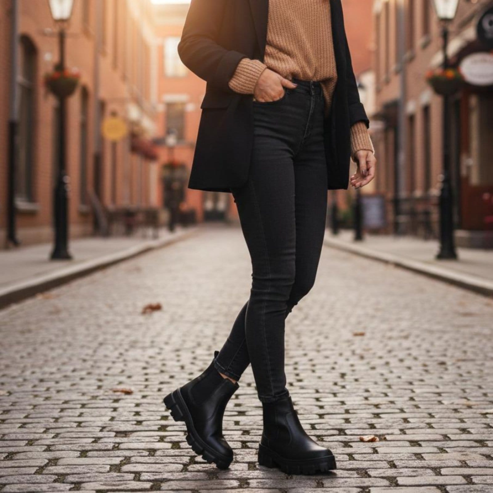 Vista principal Bota Coturno Chelsea Tratorado Feminino com Elástico ROMEU E JULIETA SHOES preto