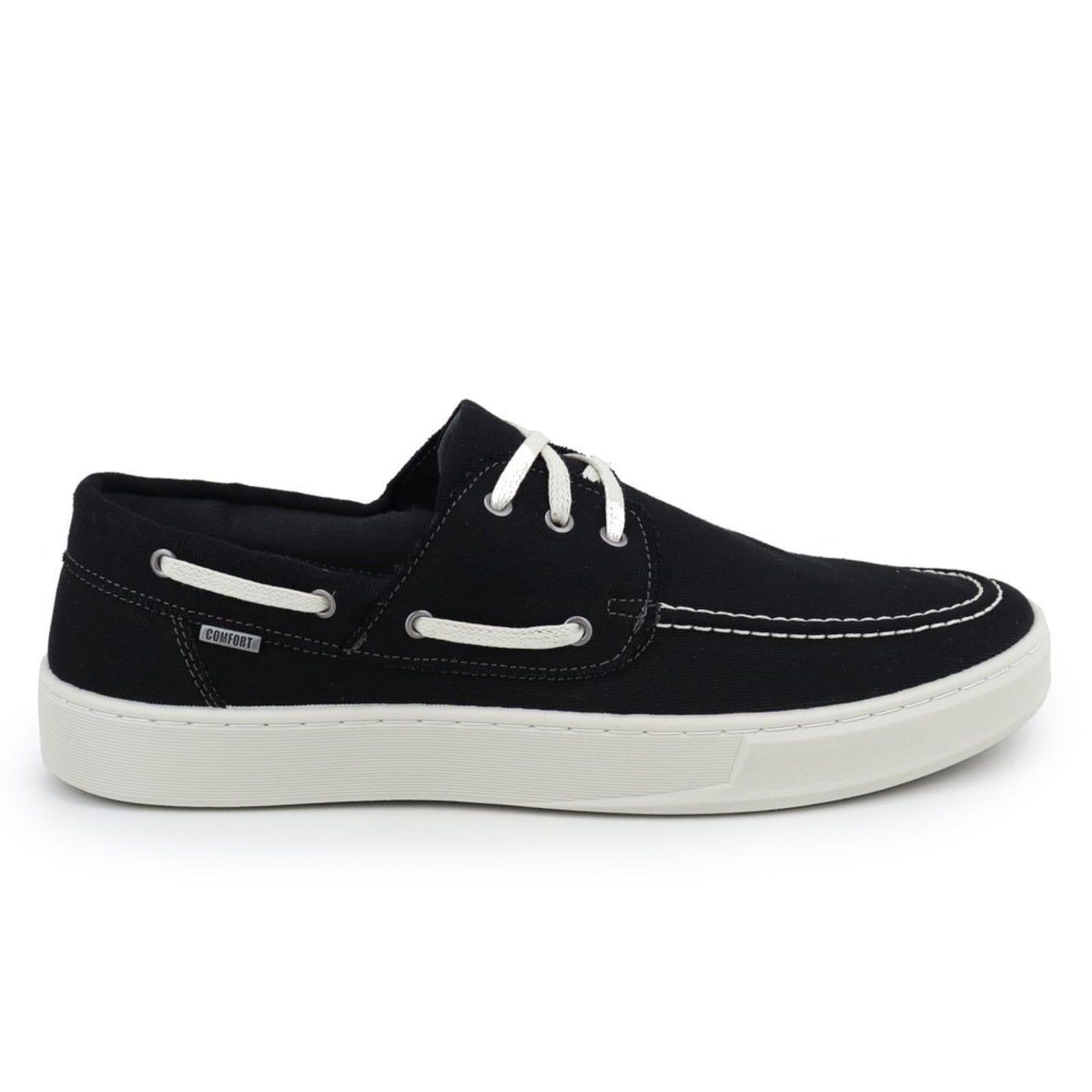 Vista 2 Sapato Dockside Masculino A. Andrade Sapatenis Lona Mocassim Casual Confortável Tendência Anna Andrade preto