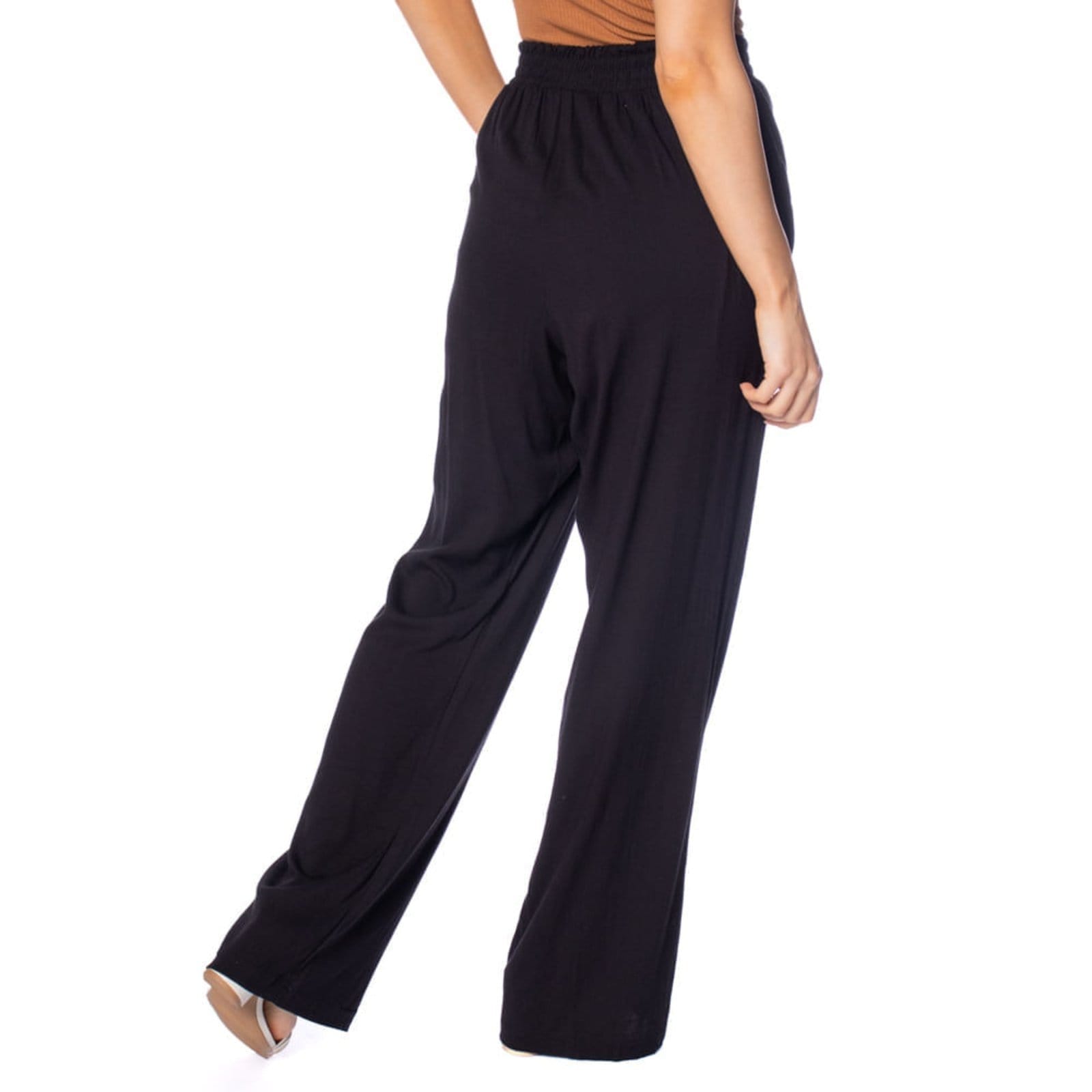 Vista 2 Calça Feminina Giraffe Reta Viscose com Elástico Giraffe preto