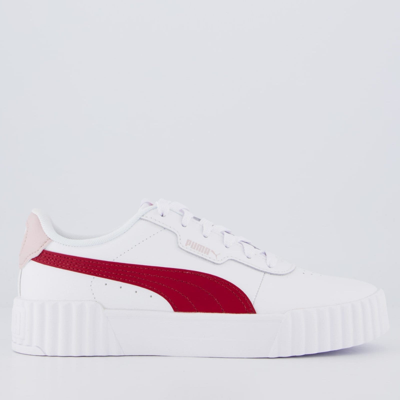 Vista principal Tênis Puma Carina 3.0 Feminino e Vermelho Puma branco