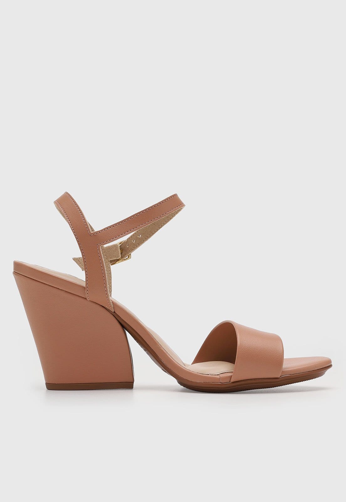 Vista 2 Sandália Feminina Moleca Salto Bloco Fivela MOLECA nude