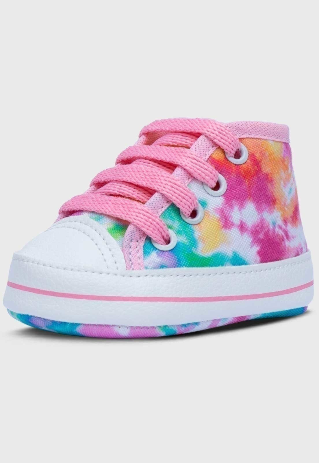 Vista 2 Infantil - Kit 2 Sapatinhos de Tênis Pópidi Star Cano Alto Tie Dye e Pópidí branco/multicolorido