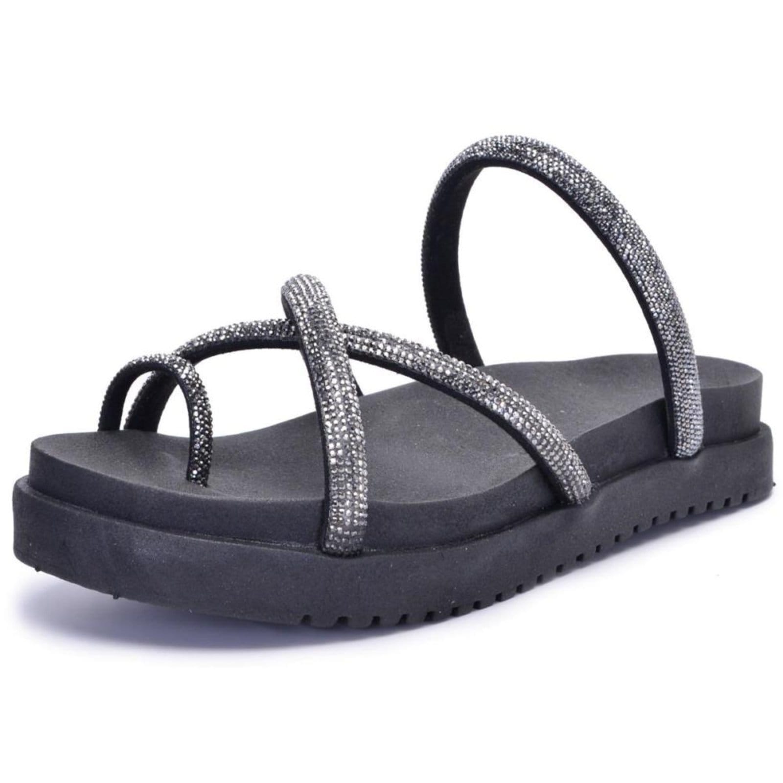 Vista principal Papete Feminina Glitter Tiras DFT Wind Preta Peccato | Clube do Sapatato de Franca Peccato preto