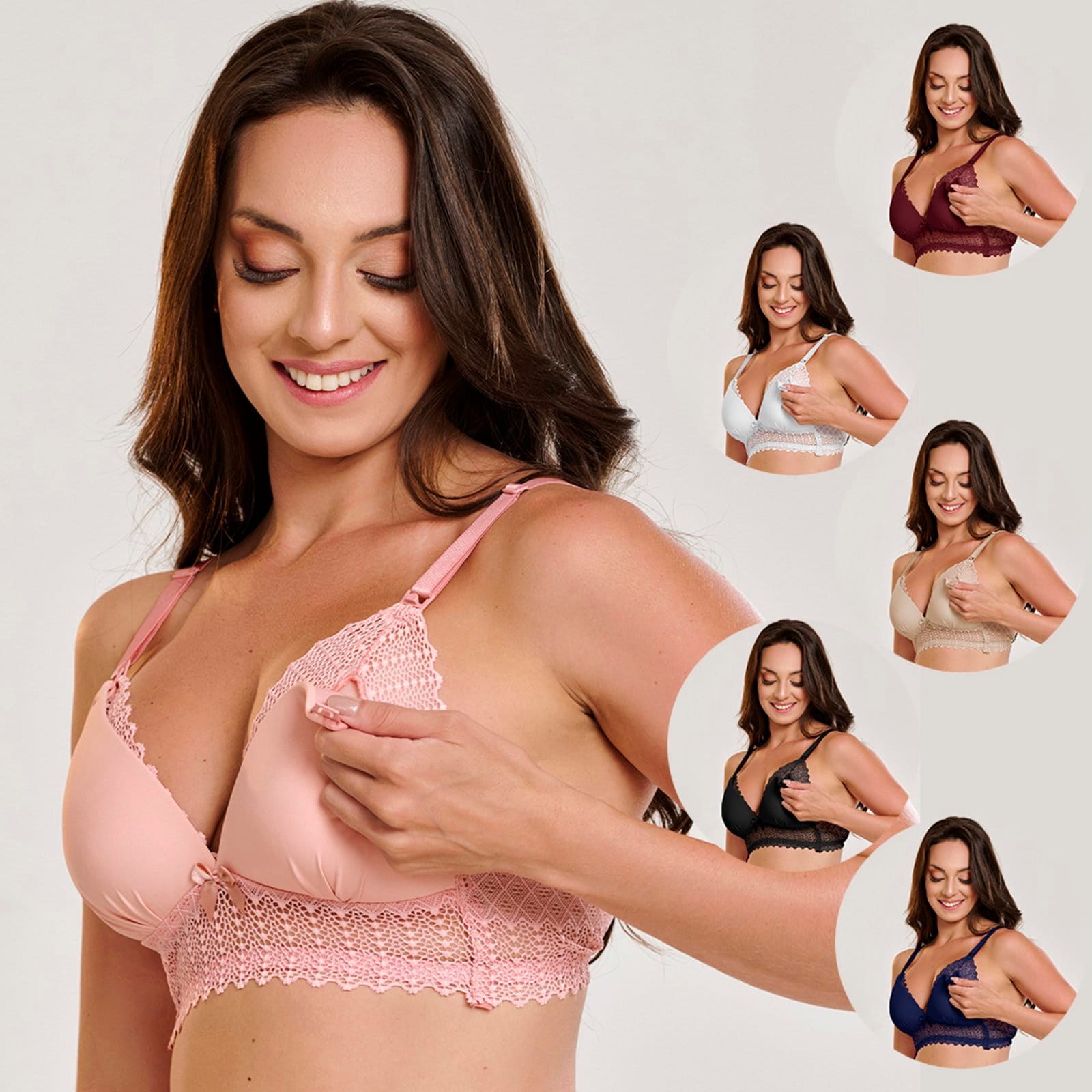 Vista principal Kit 2 Sutiãs de Amamentação Gabi Lingerie Bojo Confort Gestante Renda Gabi Lingerie multicolorido