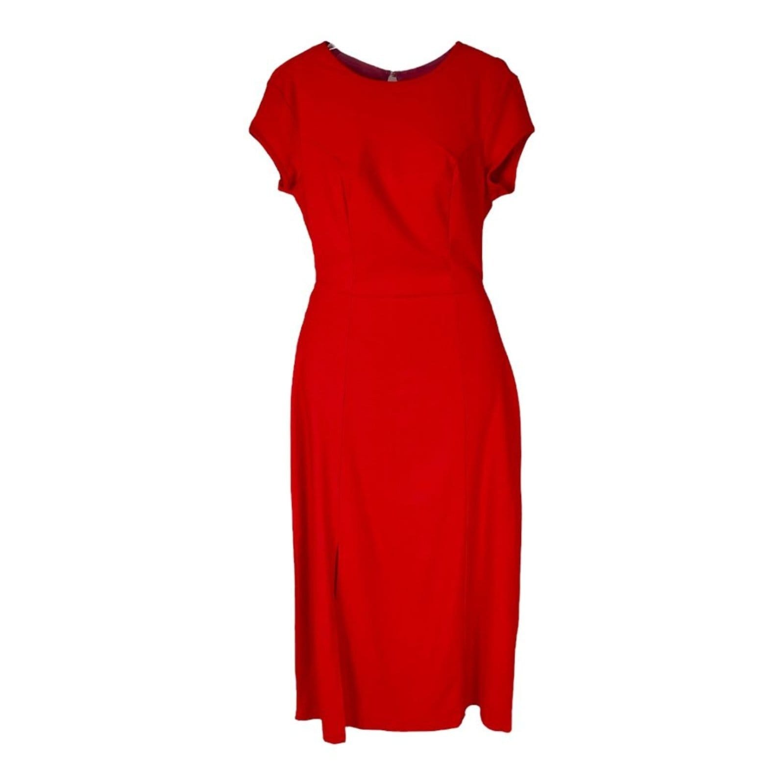 Vista principal Vestido Comfort Manga Curta com Fenda Triton Luxuri Triton vermelho