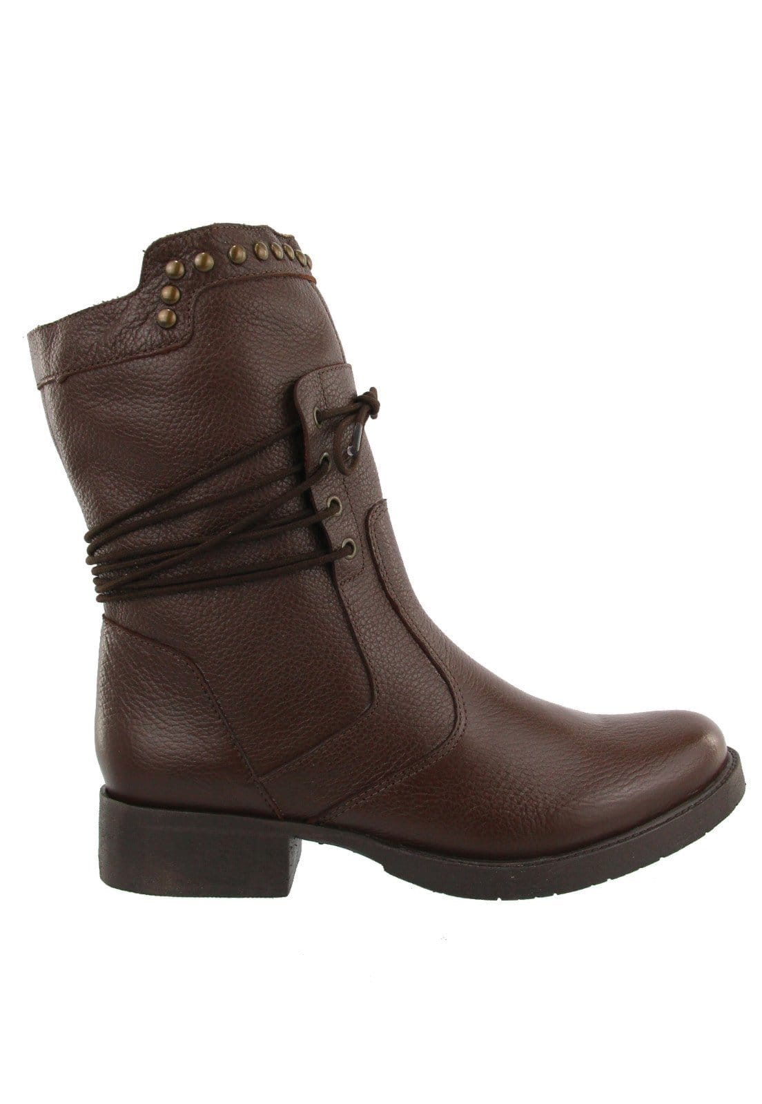 Vista 2 Bota Cano Médio Tendência em Couro Legitimo Maria Paula Tabacco MARIA PAULA marrom