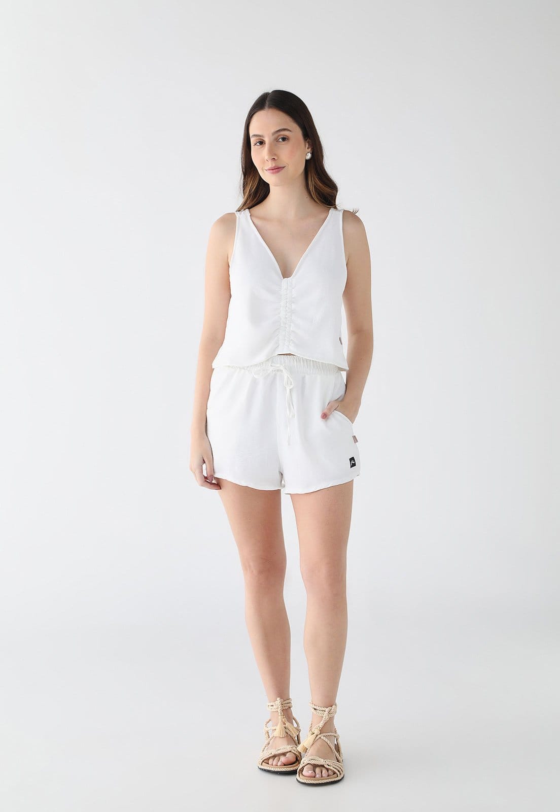 Vista 2 Conjunto Feminino Rusty Two Alças Decote V Rusty branco