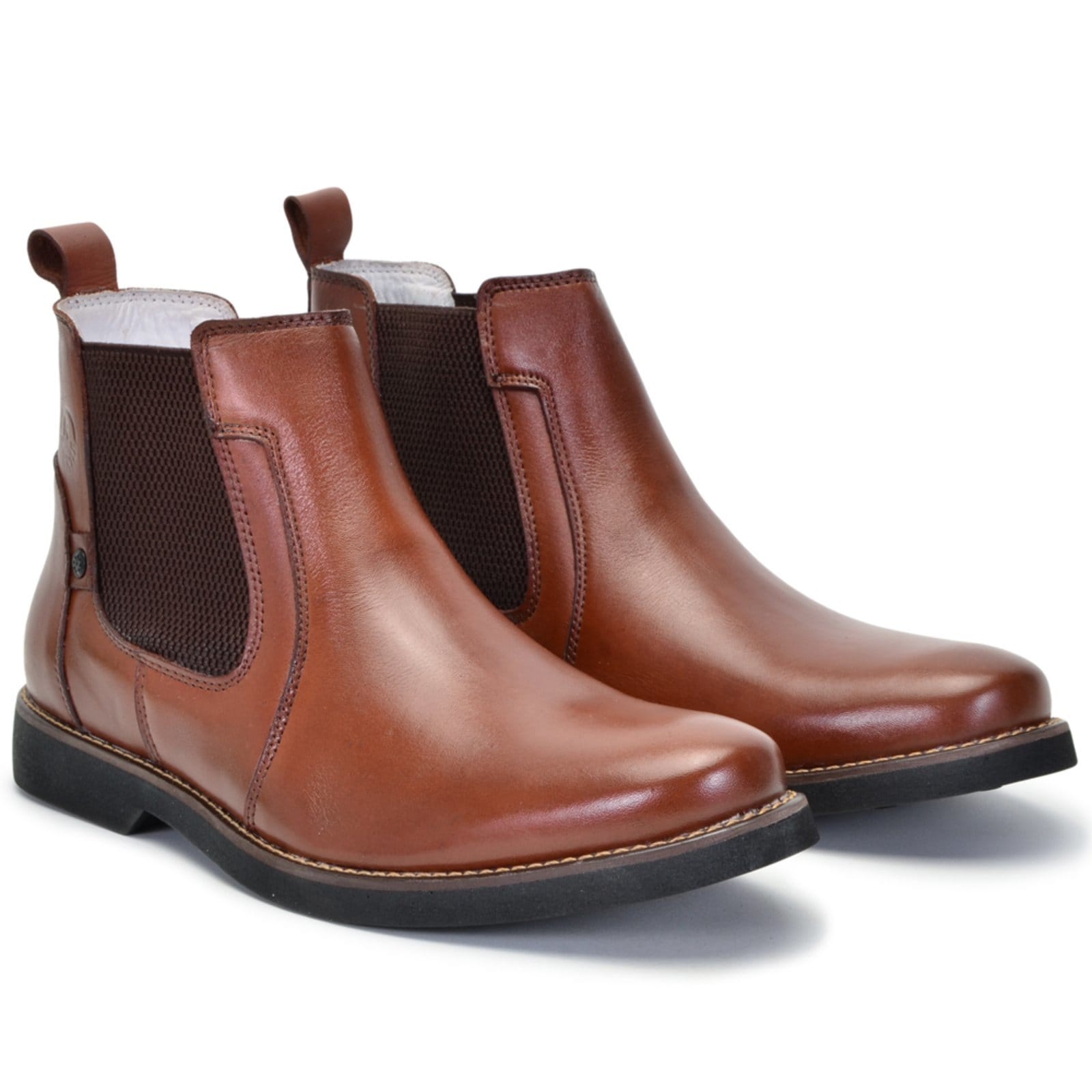 Vista 2 Botina Chelsea Masculina Ferrile Em Couro Forro De Couro Havana 22023 Ferrile café